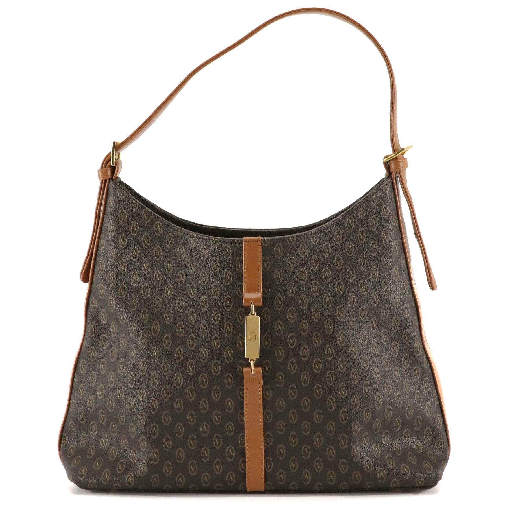 Gianni Valentino Shoulder Bag in Dark Brown Monogram Canvas and Leather Trim