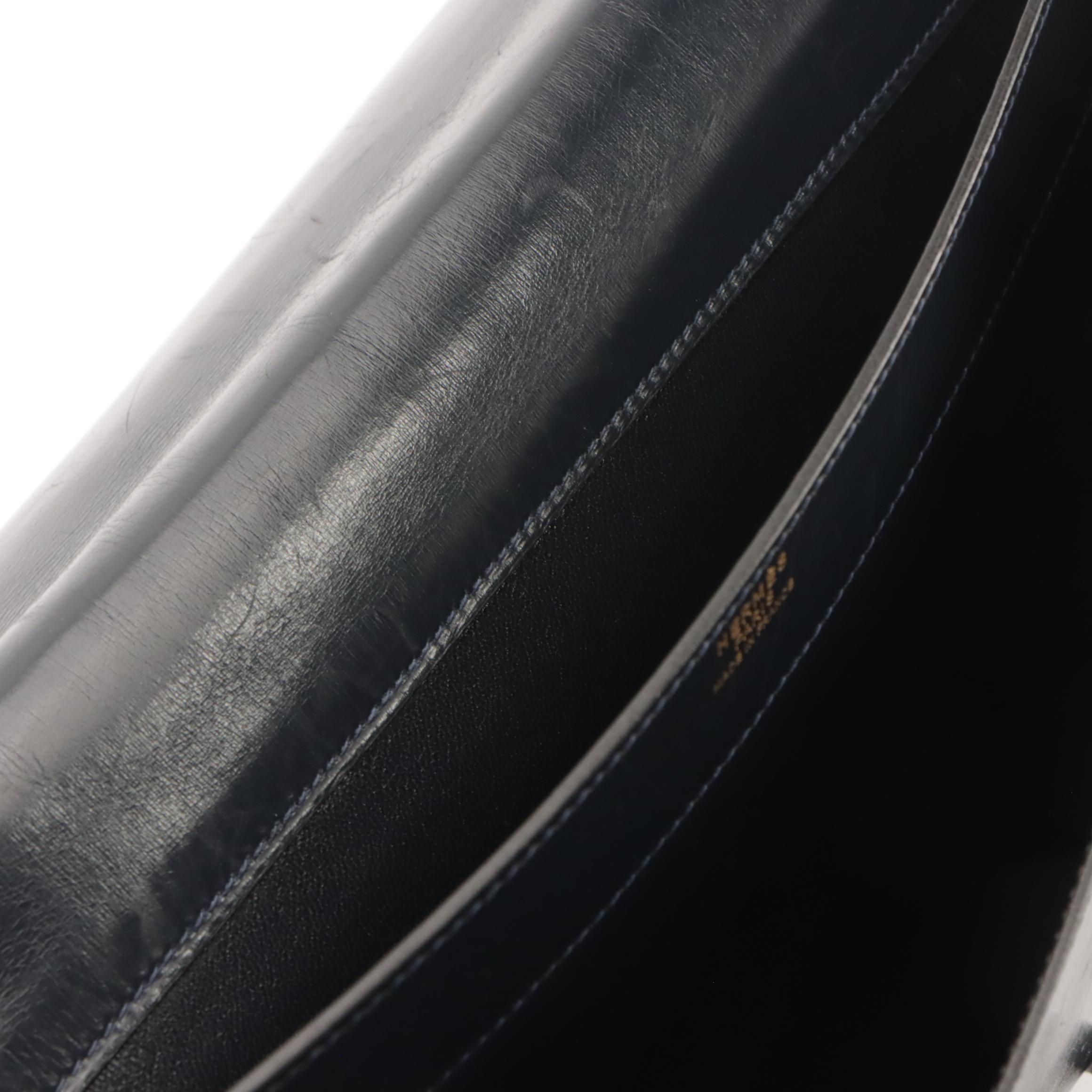 Hermès 35cm Clutch/Portfolio in Deep Navy Gulliver Leather, 1980s