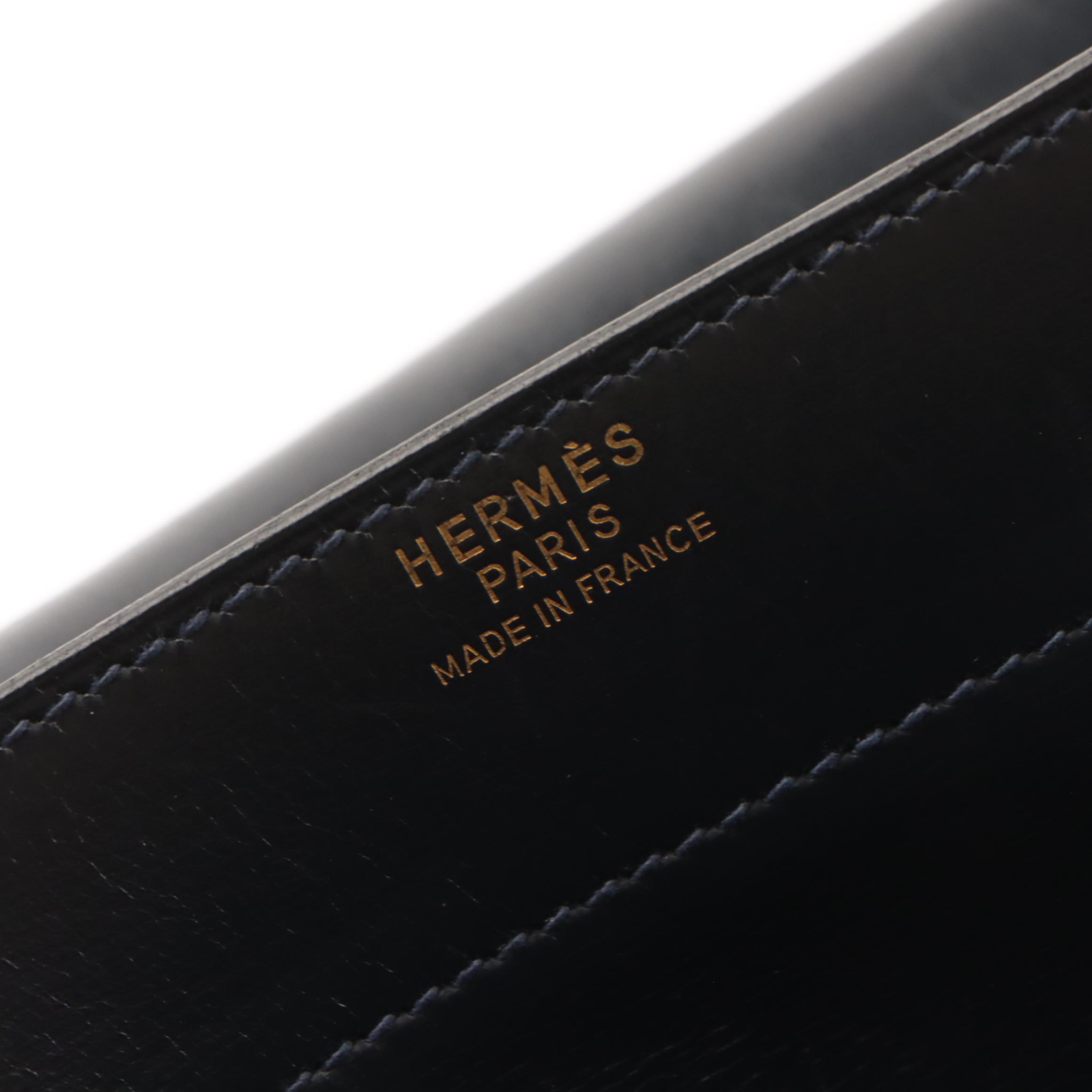 Hermès 35cm Clutch/Portfolio in Deep Navy Gulliver Leather, 1980s