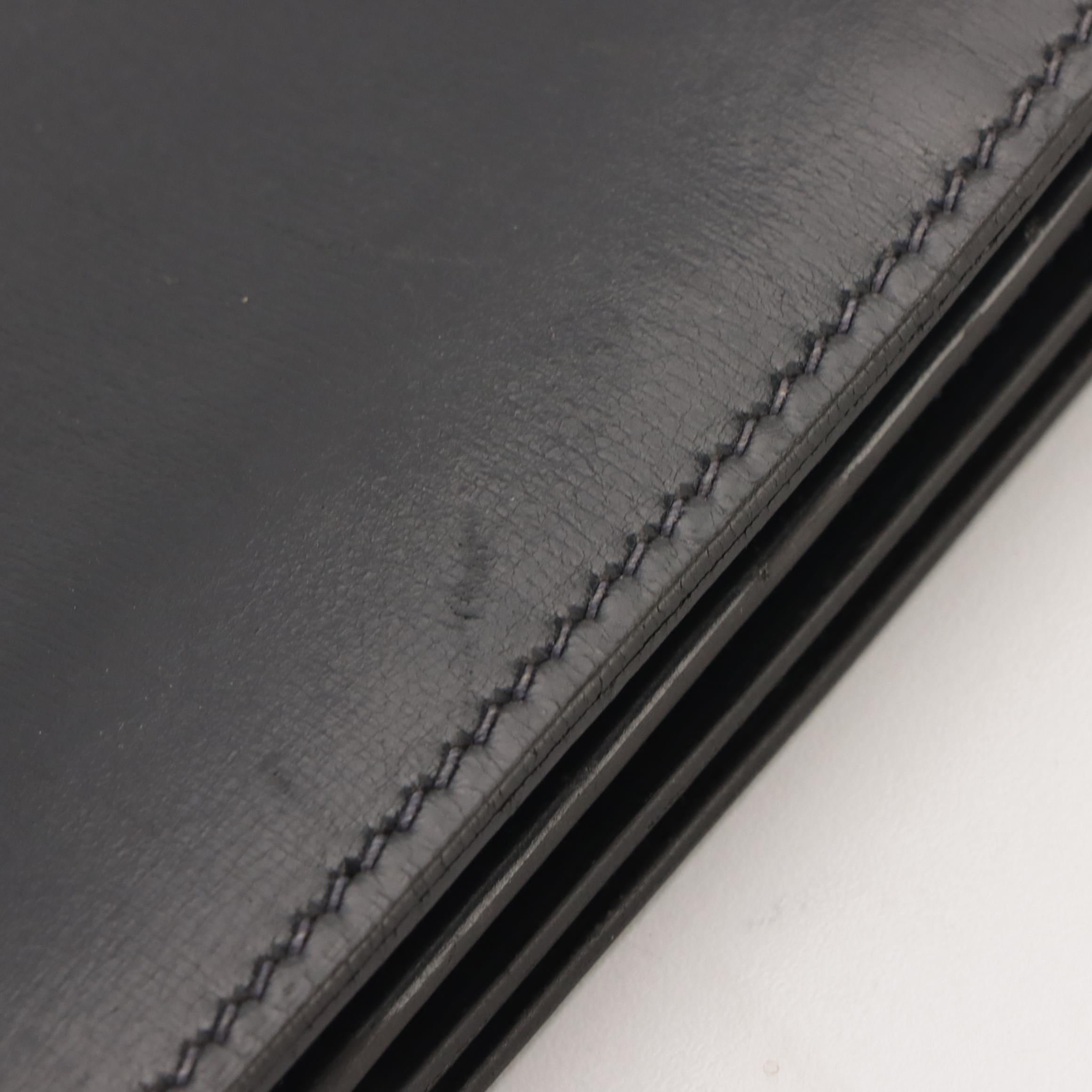 Hermès 35cm Clutch/Portfolio in Deep Navy Gulliver Leather, 1980s