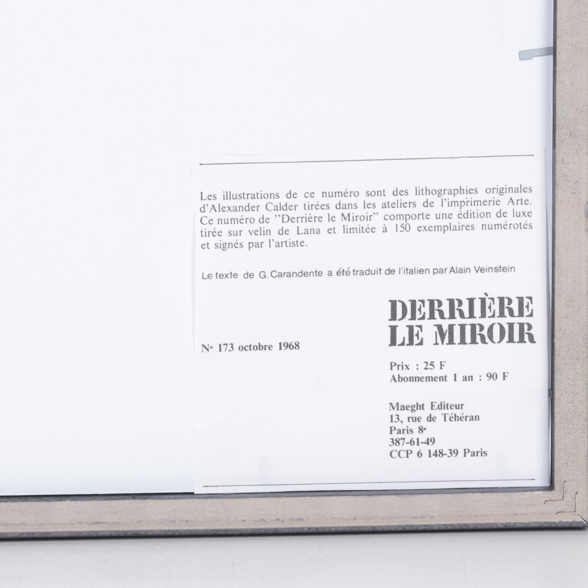 Alexander Calder Lithograph for "Derrière le Miroir," 1968