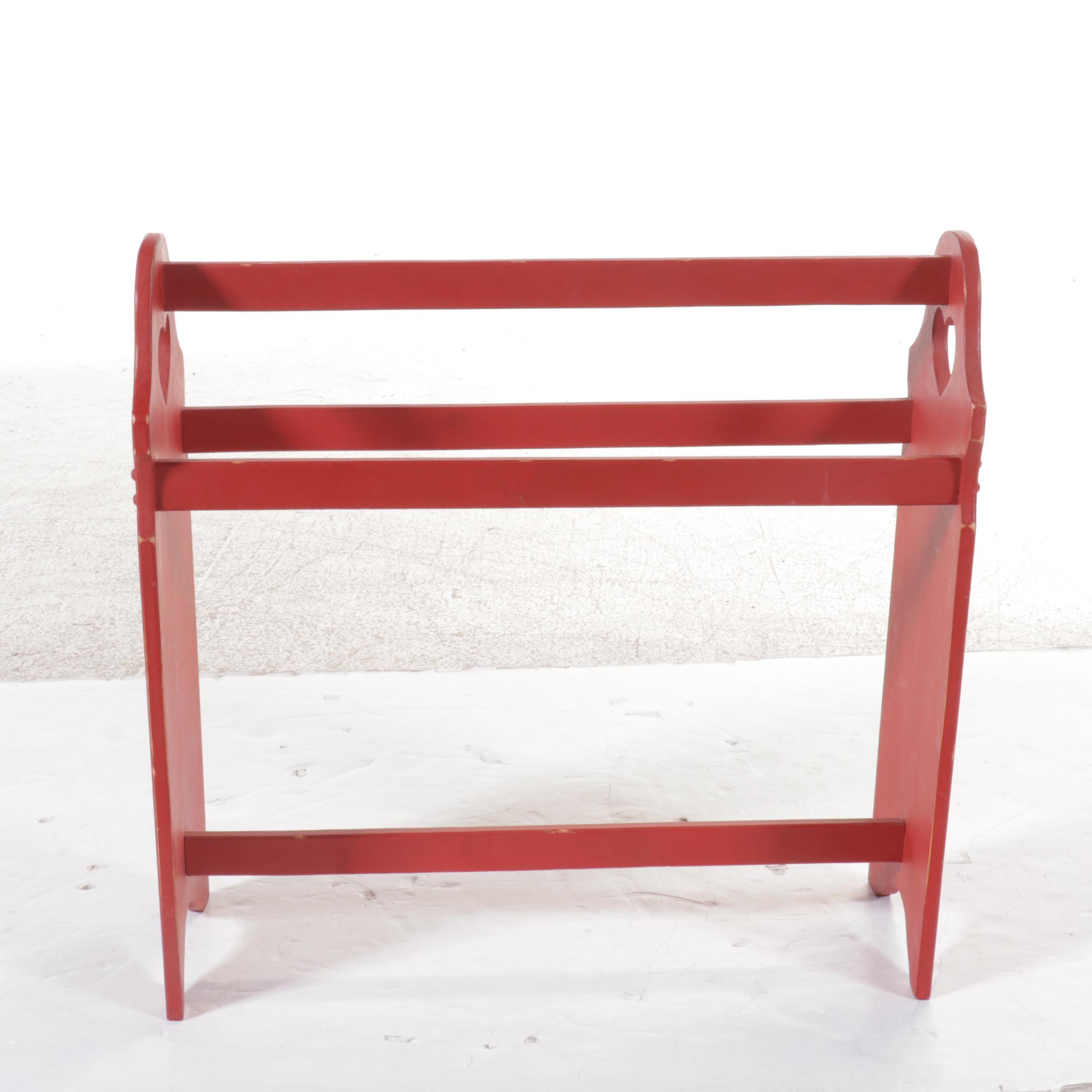 Primitive Style Painted Wood Quilt Rack