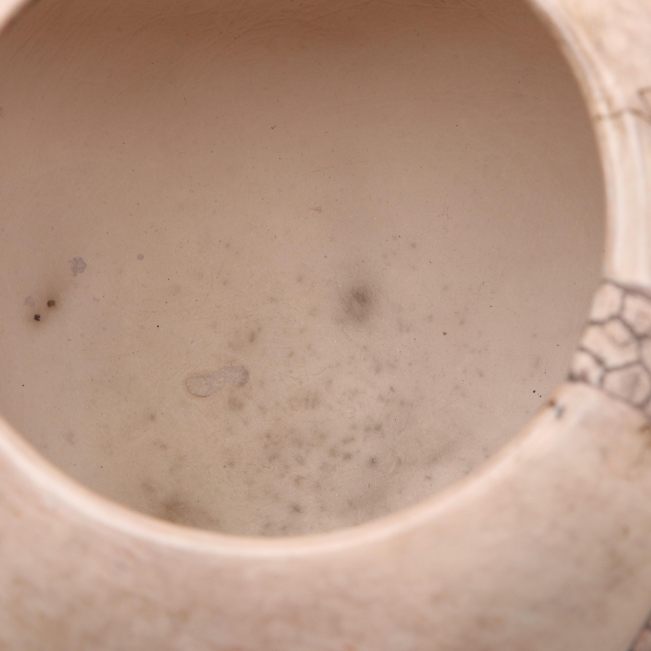 Mary Witkop Southwestern Serpent and Lizard Horse Hair Raku Ceramic Vases