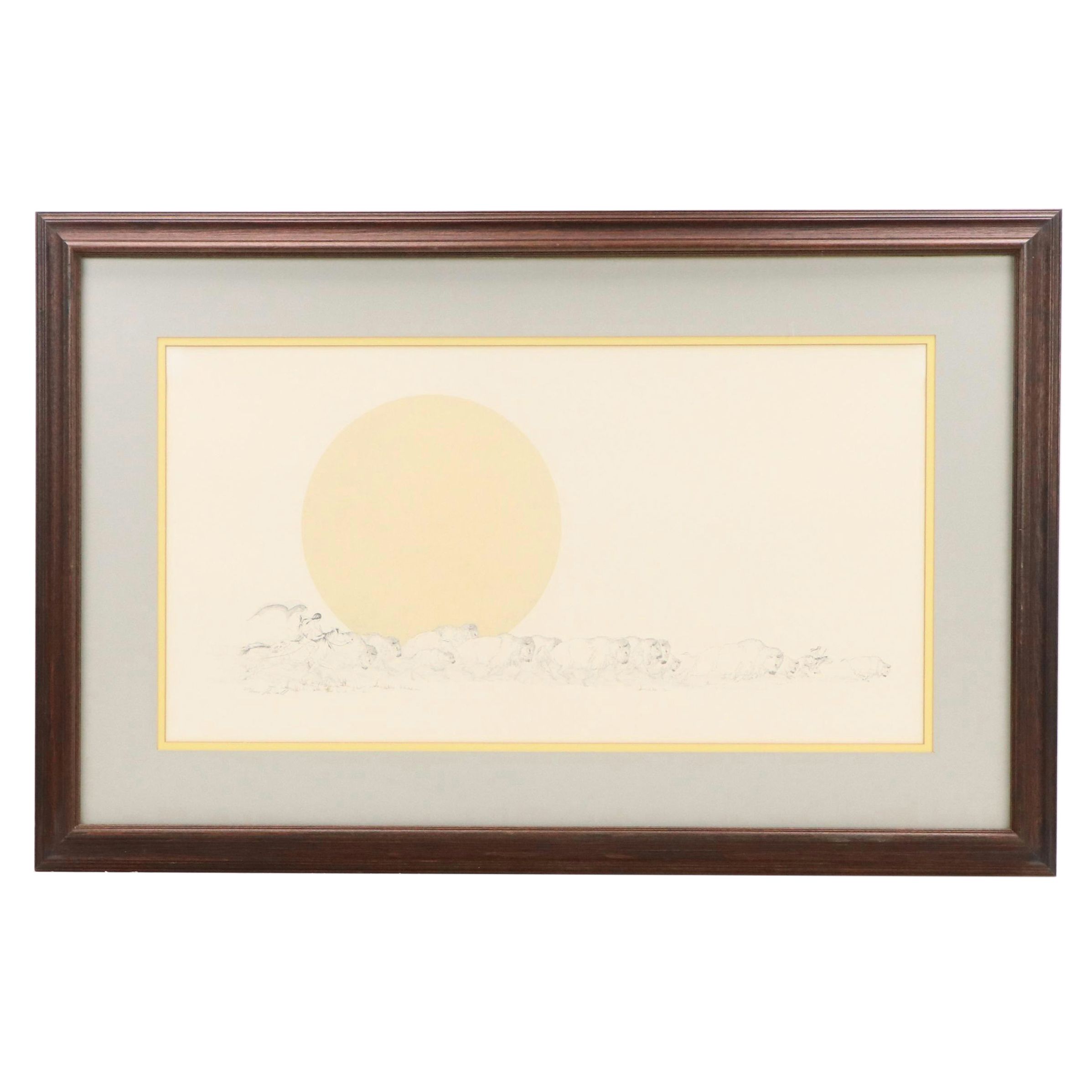 Peter Parnell Lithograph "Buffalo Sun"