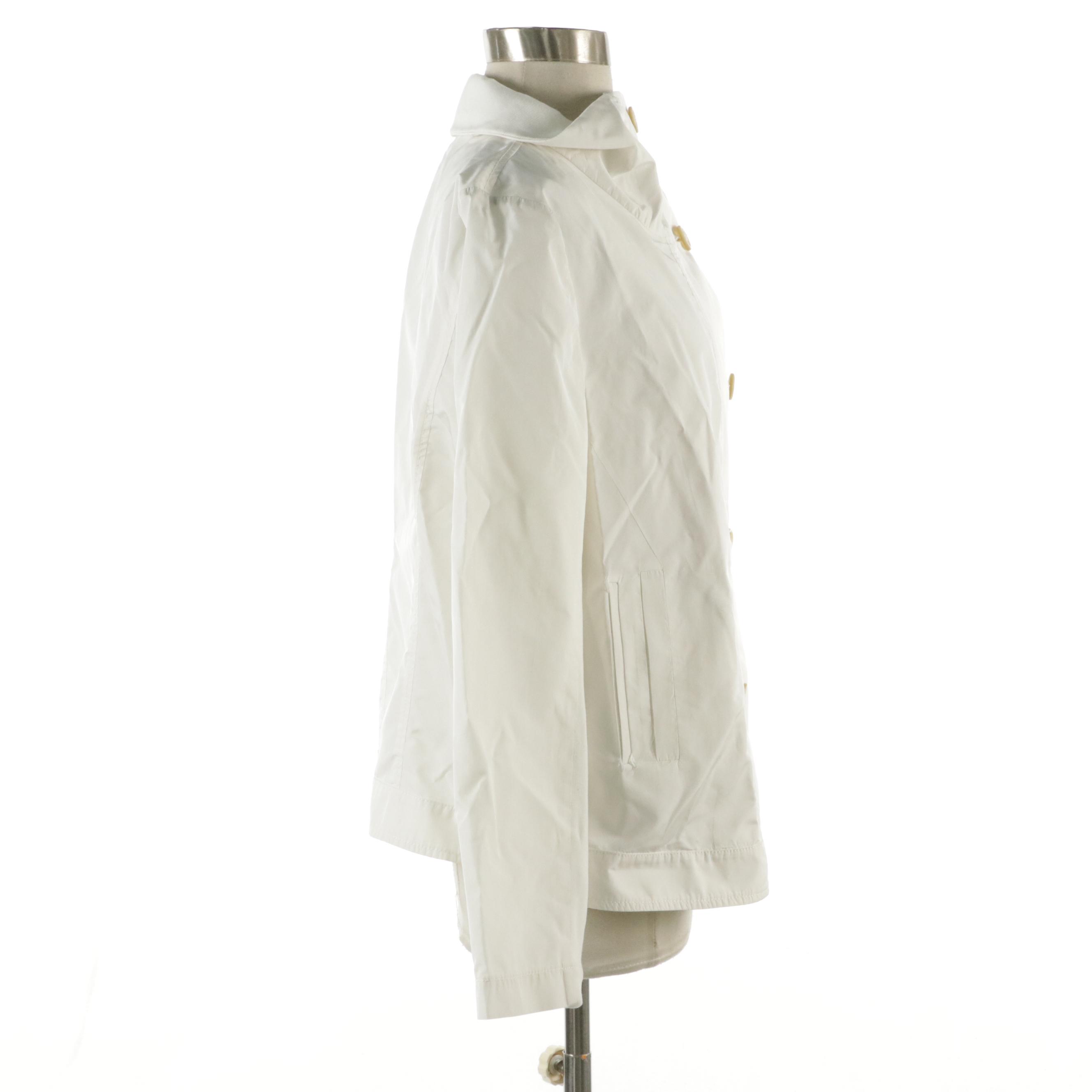 Piazza Sempione White Button-Front Lightweight Jacket