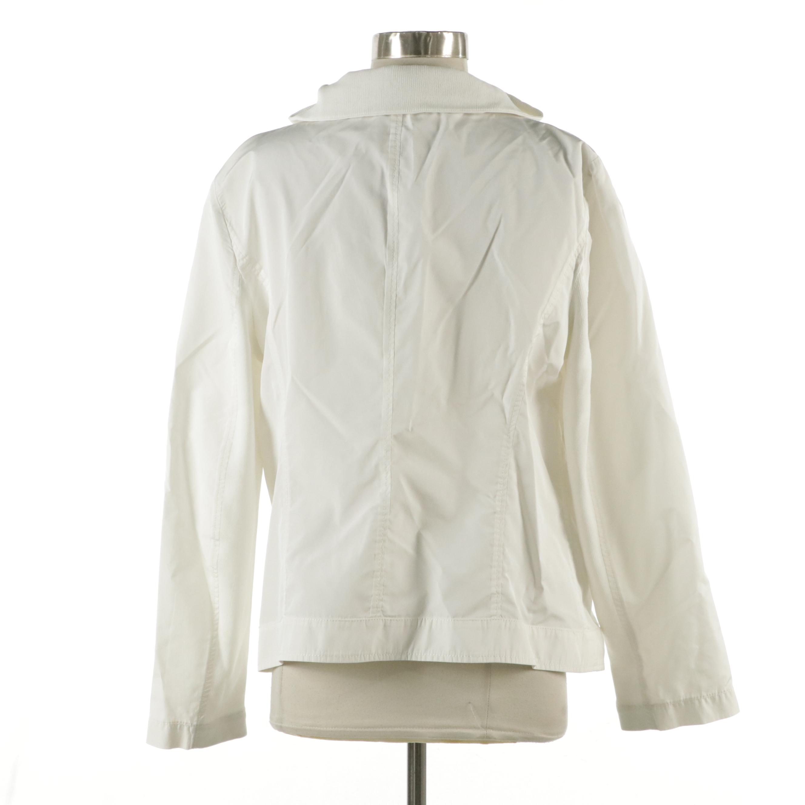 Piazza Sempione White Button-Front Lightweight Jacket
