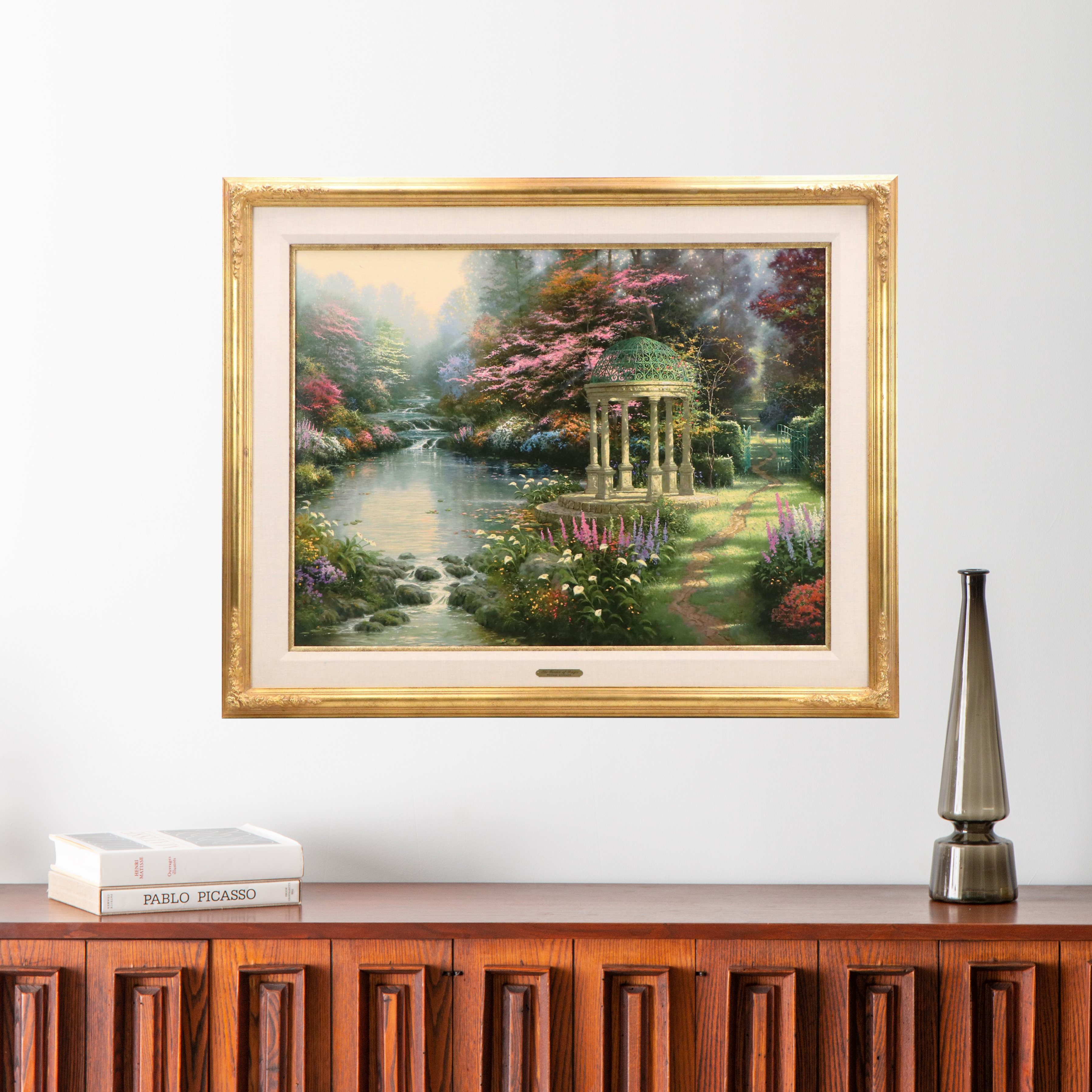 Thomas Kincade Embellished Offset Lithograph "The Garden of Prayer"