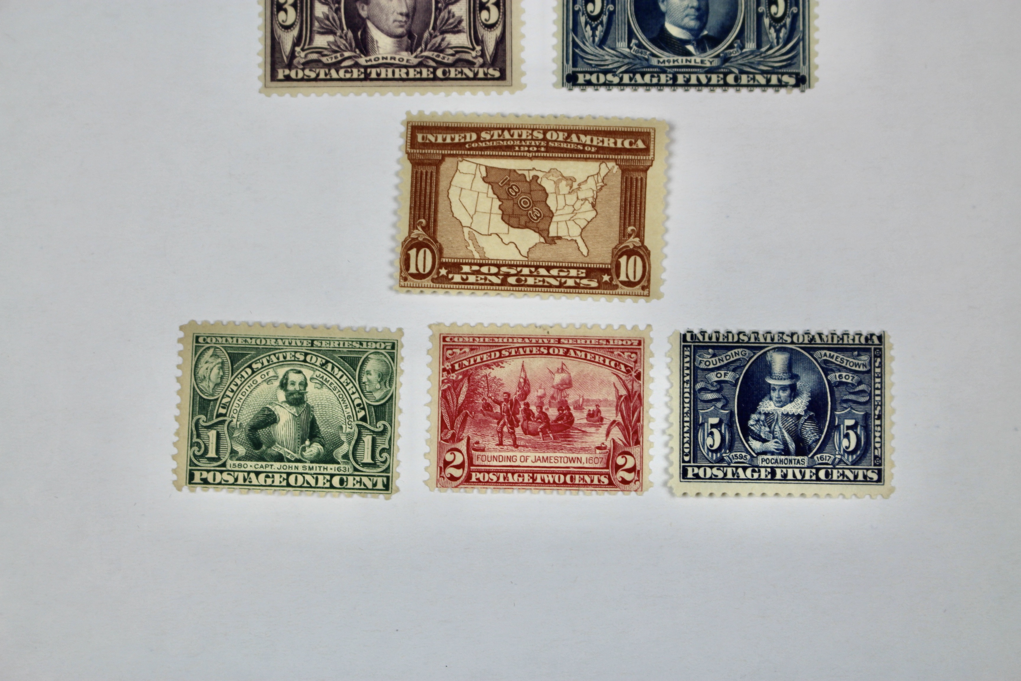 Eight Mint Condition Early U.S. Postage Stamps, Scott 323 to 330