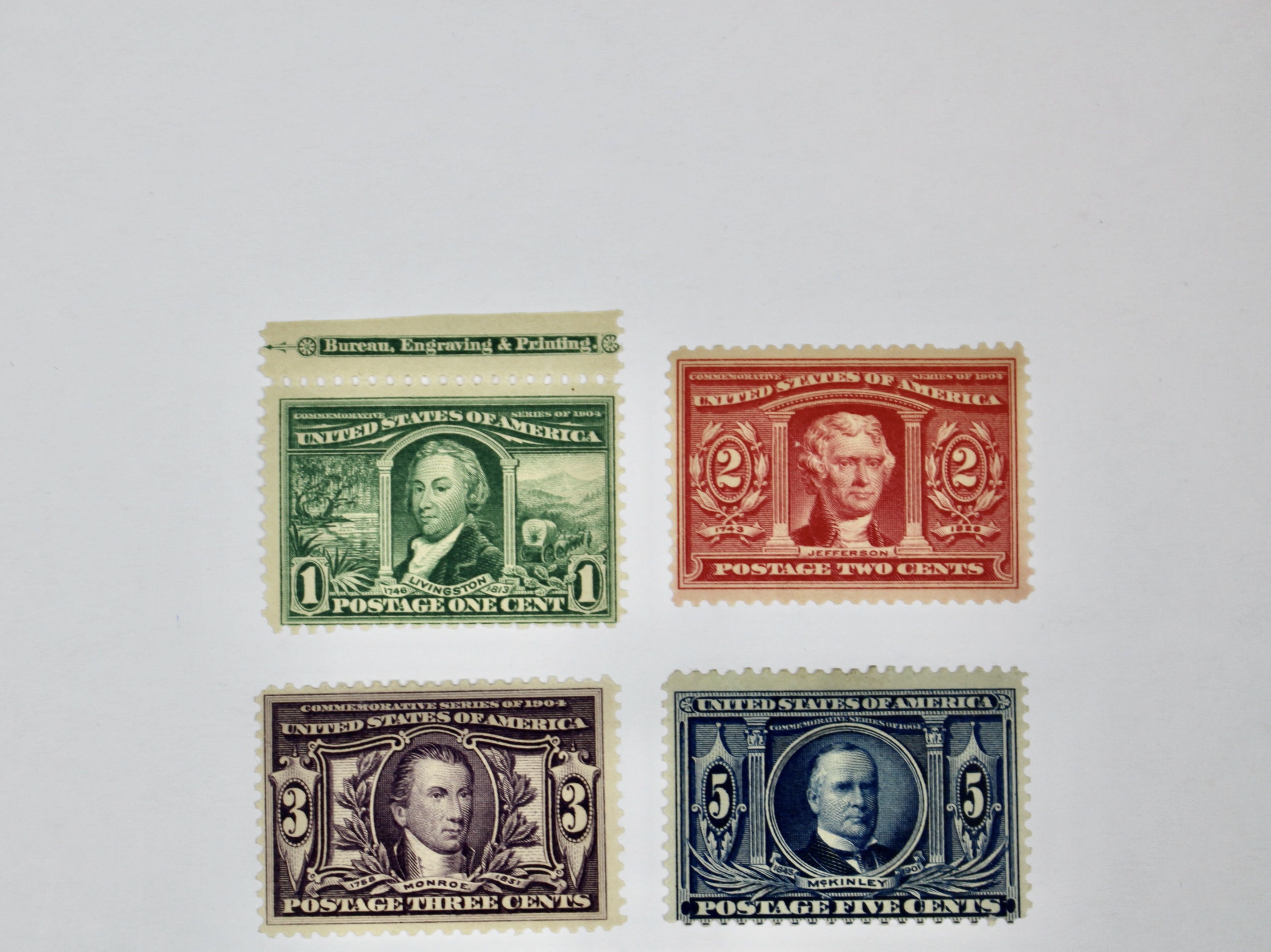 Eight Mint Condition Early U.S. Postage Stamps, Scott 323 to 330