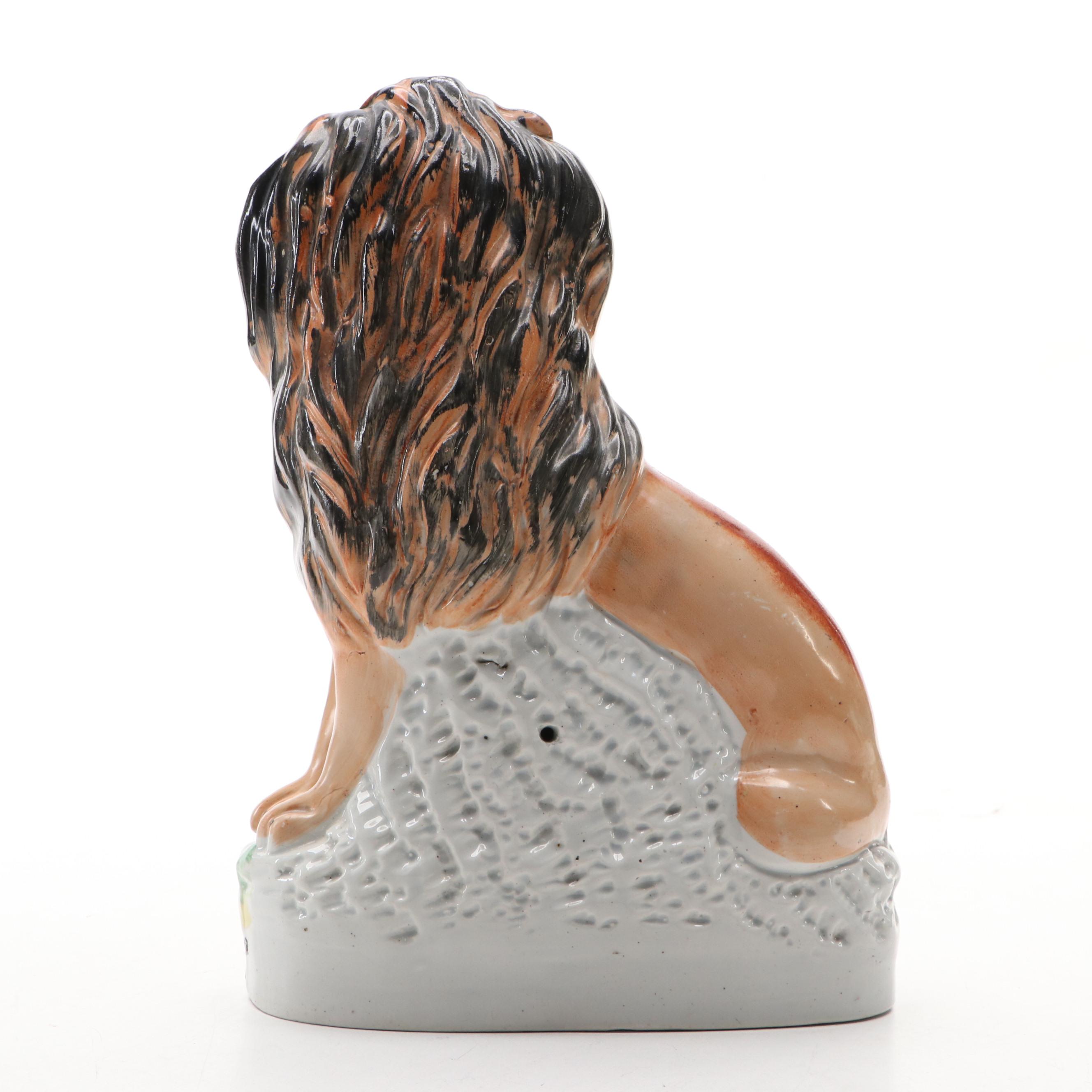 Staffordshire Lion and Lamb Figure, Mid to Late 19th Century