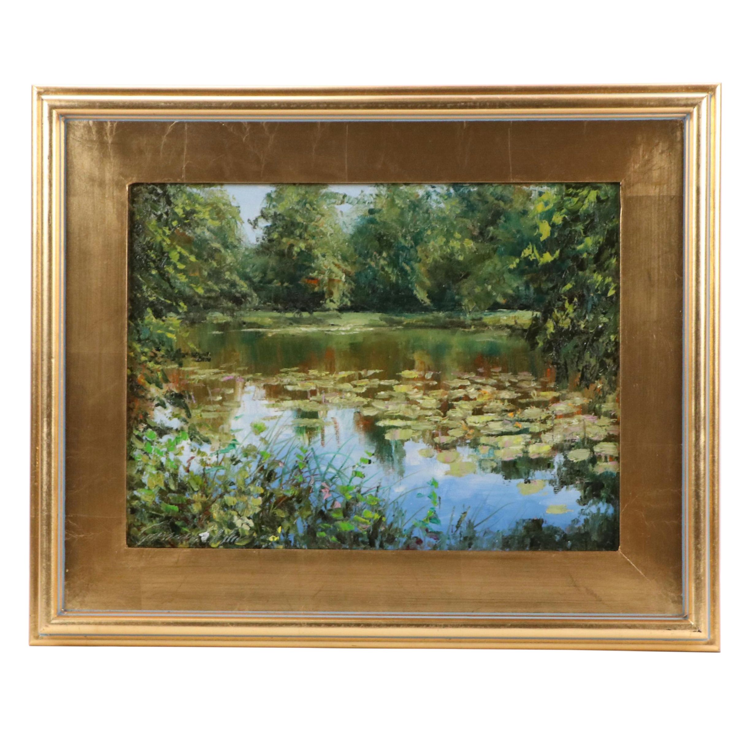 Garncarek Aleksander Pond Landscape Oil Painting, 2025