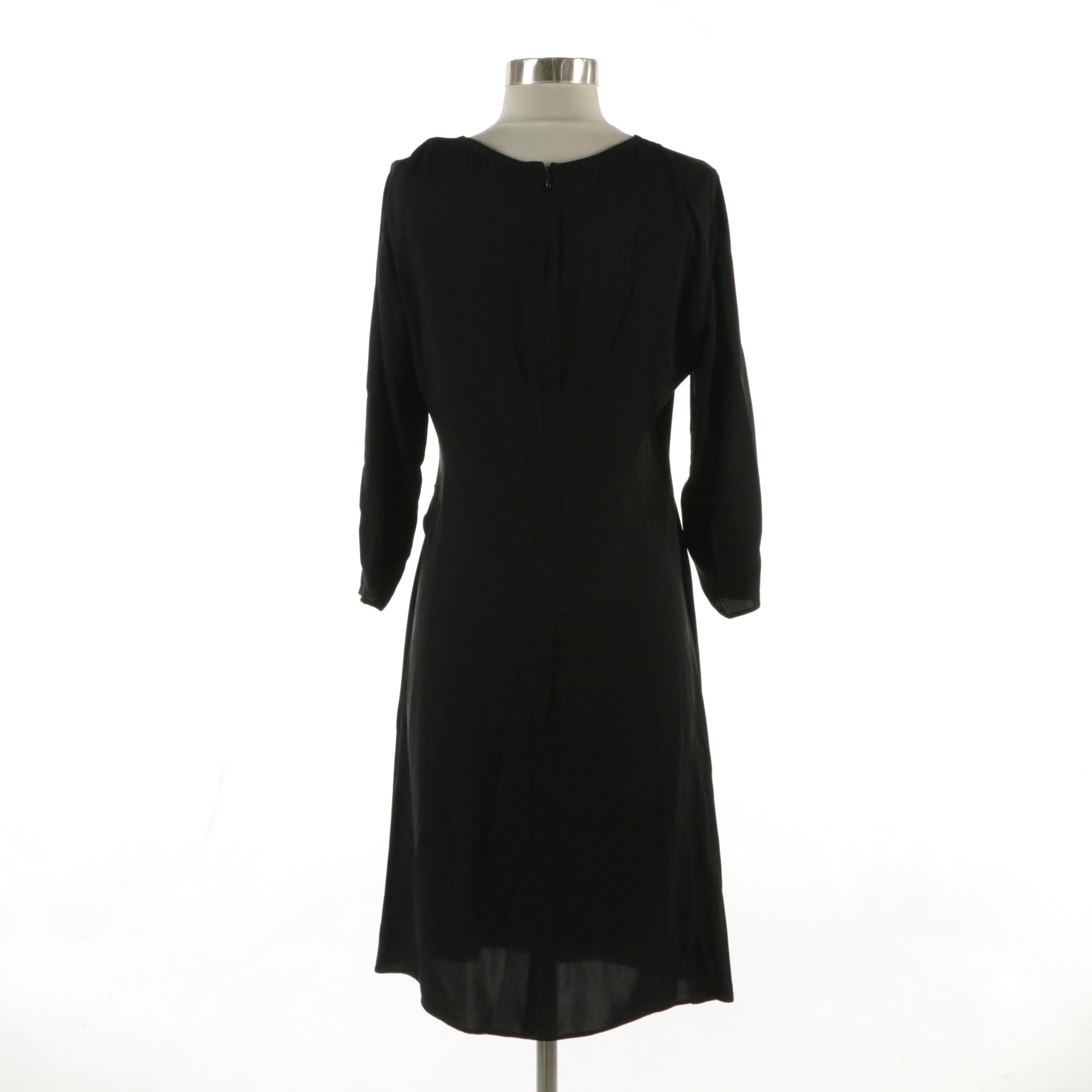 Emilio Pucci Black Silk Blend Dress with Ruched Peek-a-Boo Neckline