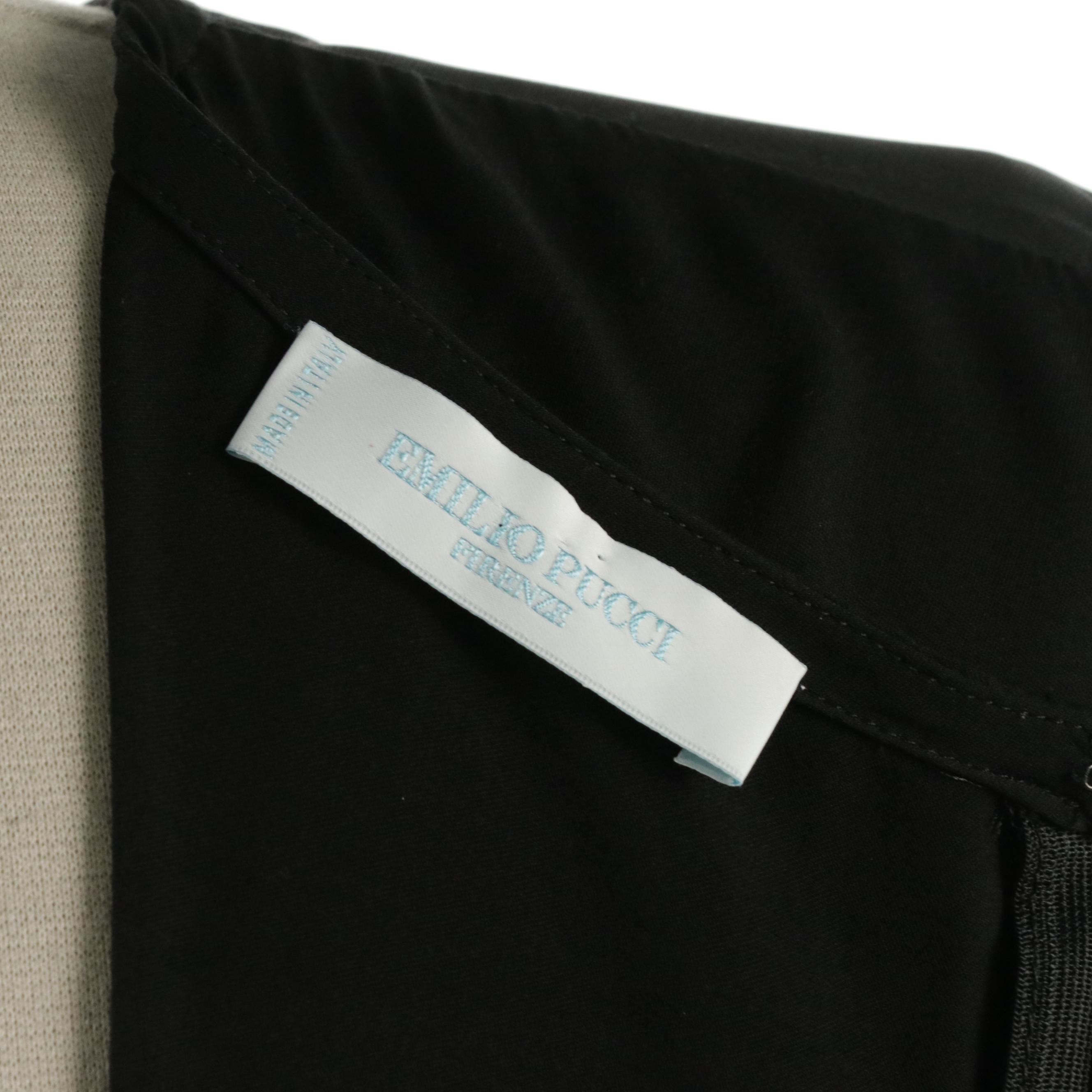 Emilio Pucci Black Silk Blend Dress with Ruched Peek-a-Boo Neckline