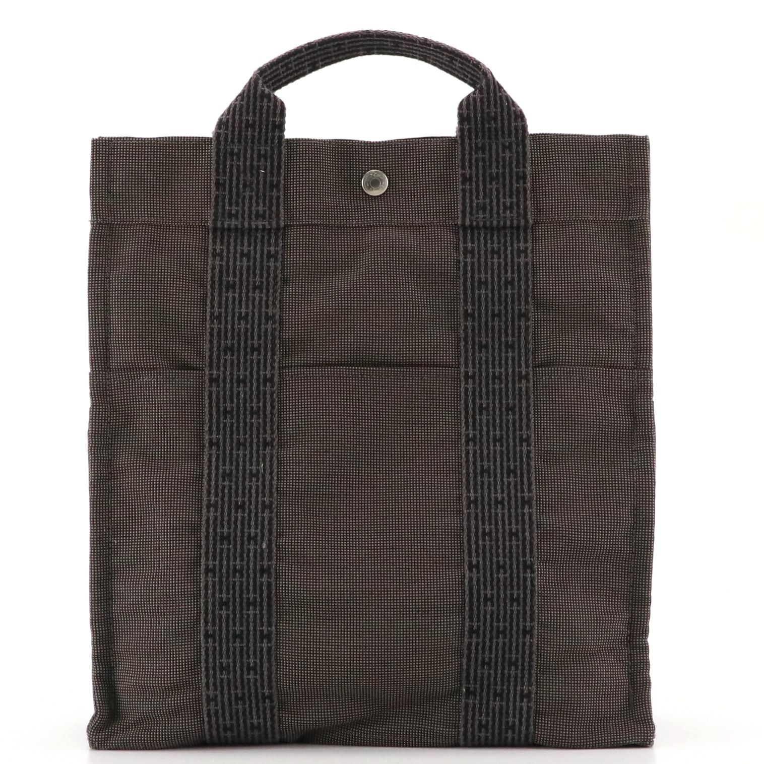 Hermès Toile Canvas Herline Backpack in Grey/Black