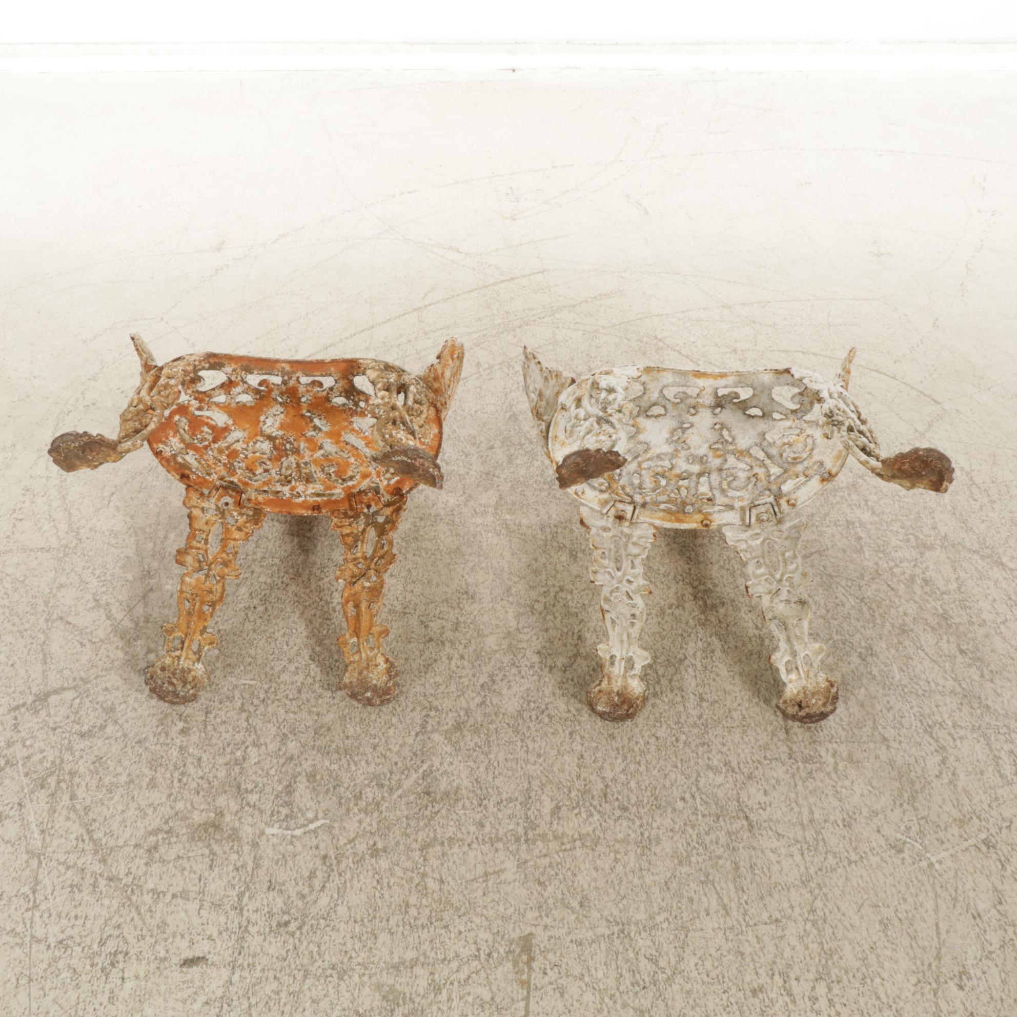 Victorian Grape Vine Painted Cast Iron Garden Loveseat, Chairs and Table