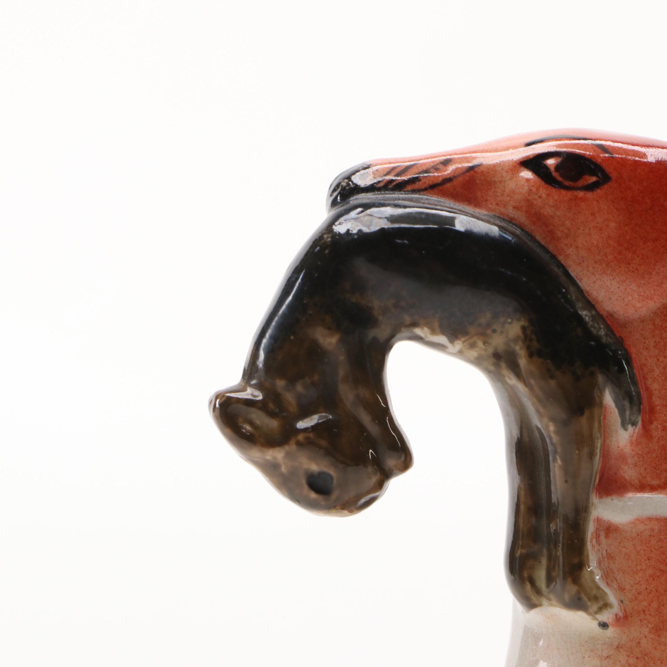 Staffordshire Hunting Greyhound with Hare Figurines, Mid to Late 19th Century