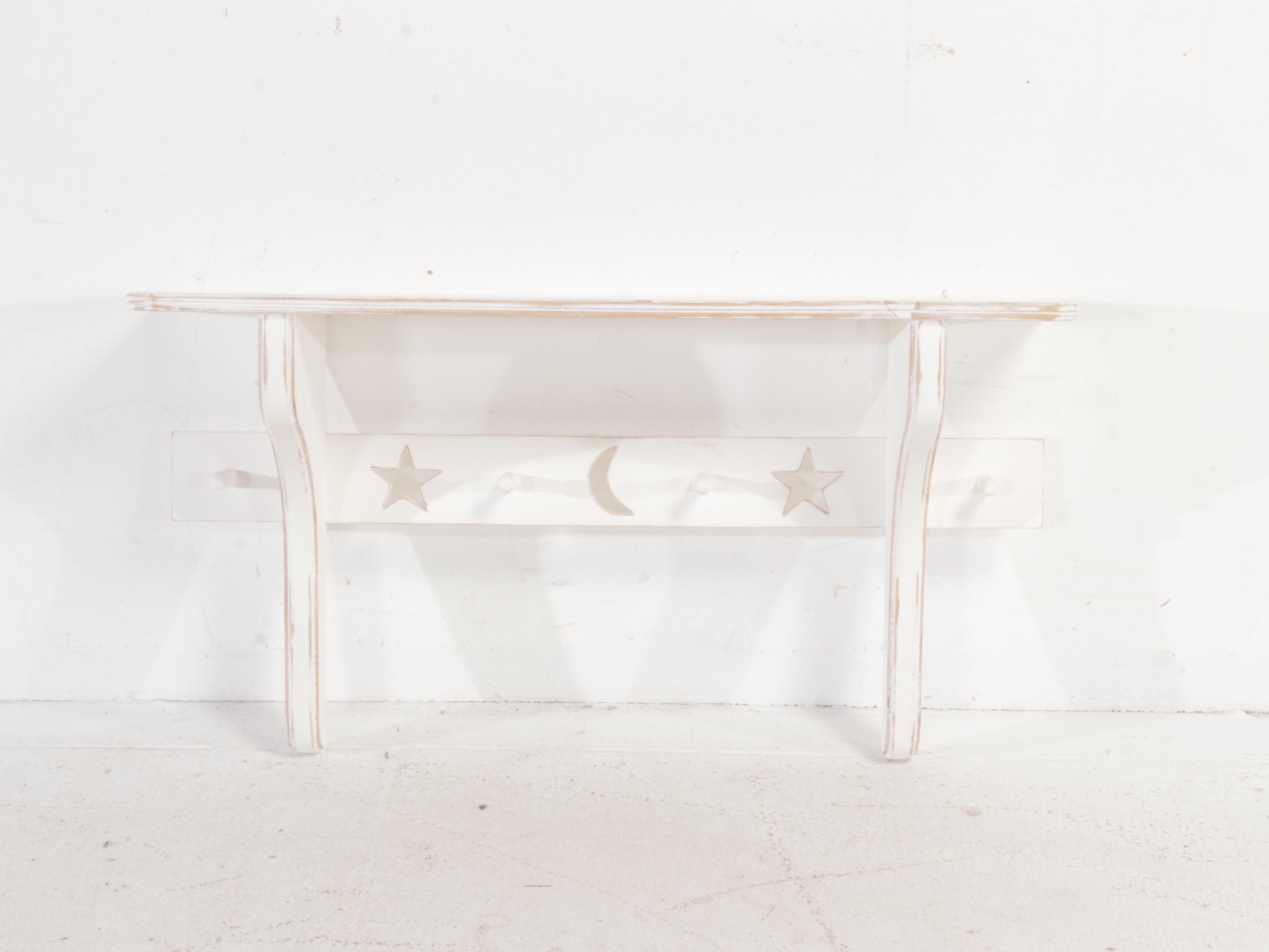 Shaker Style Red Painted Footstool with Decorative Shelf and Basket