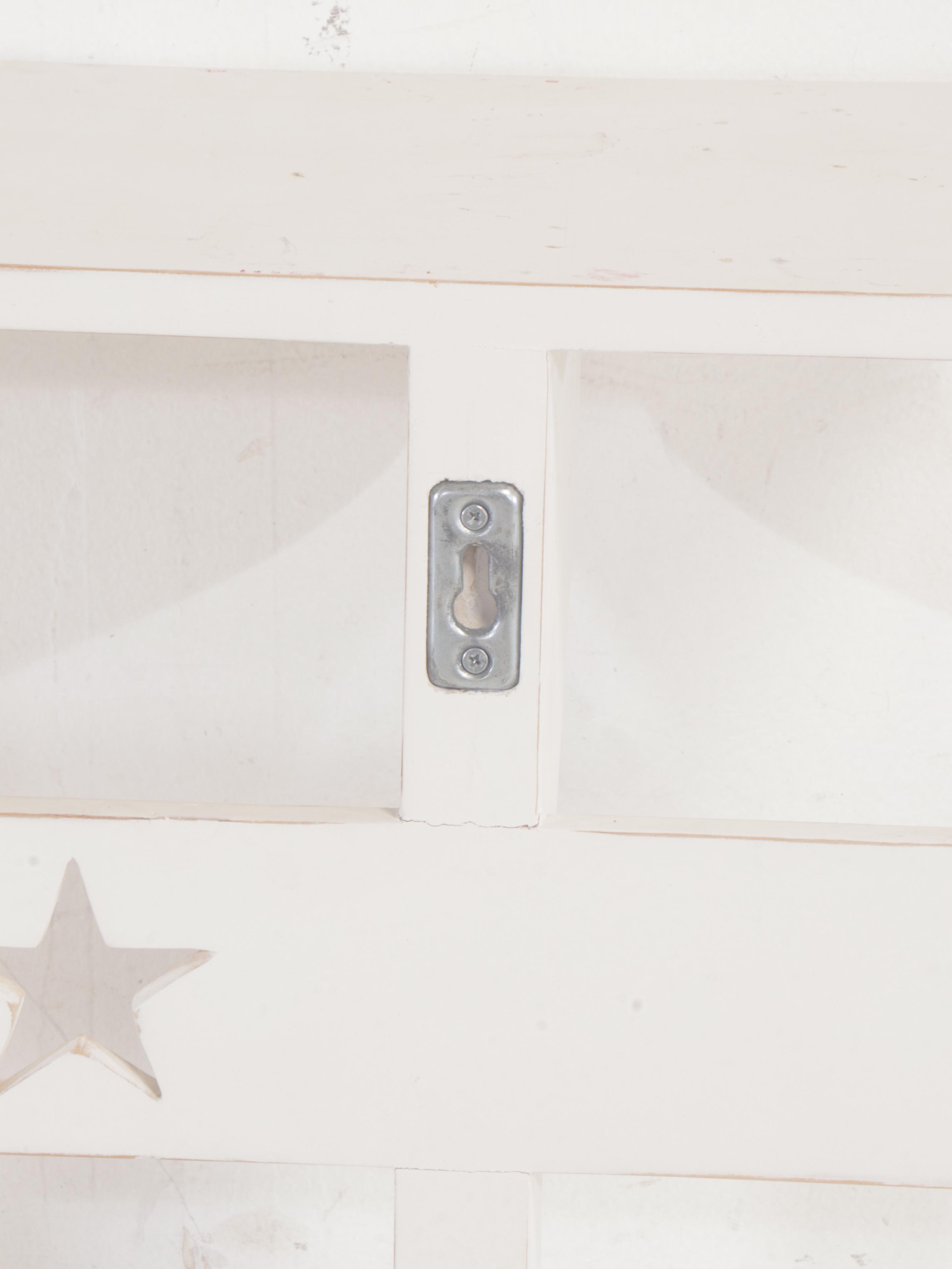 Shaker Style Red Painted Footstool with Decorative Shelf and Basket