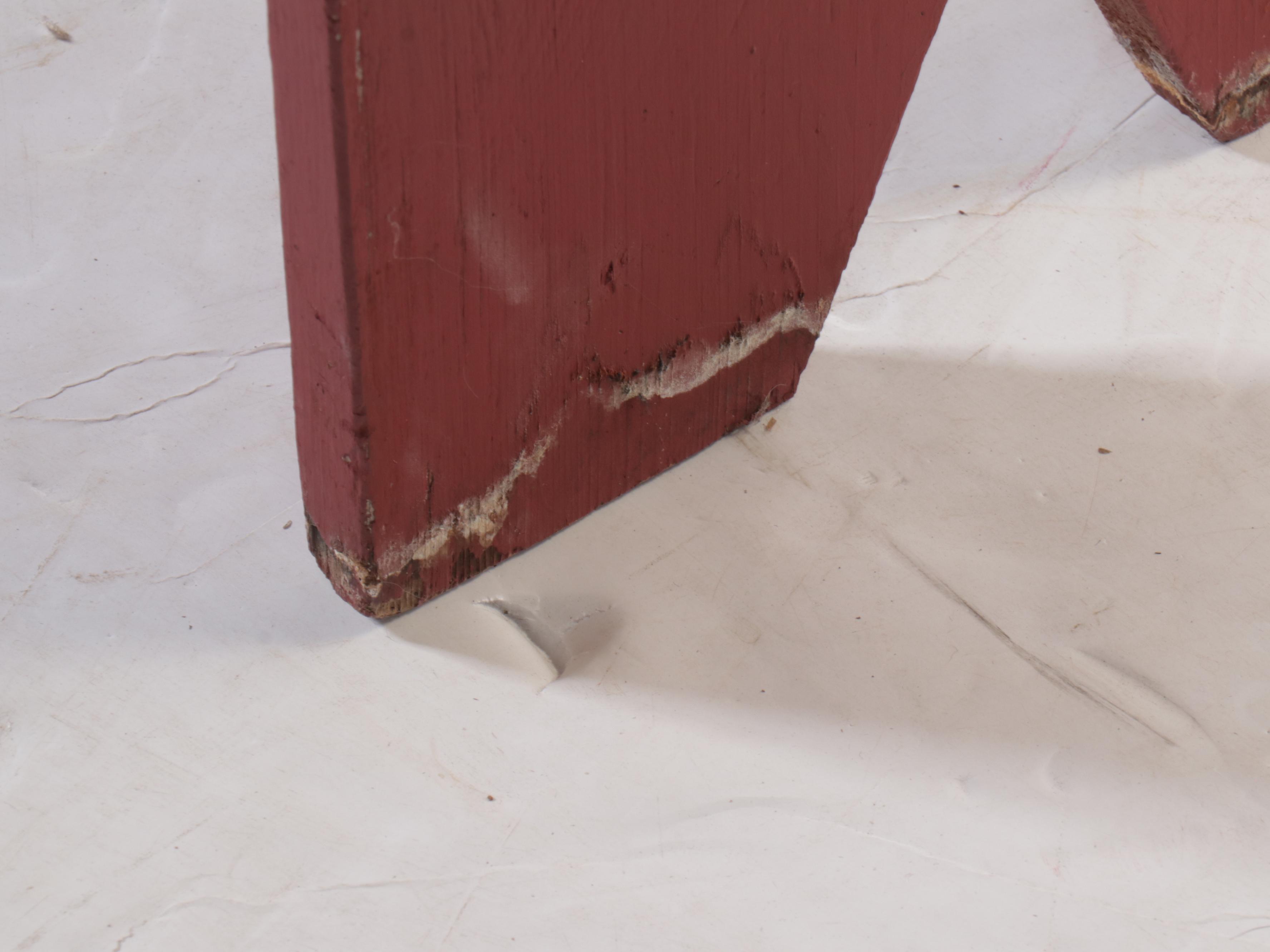 Shaker Style Red Painted Footstool with Decorative Shelf and Basket