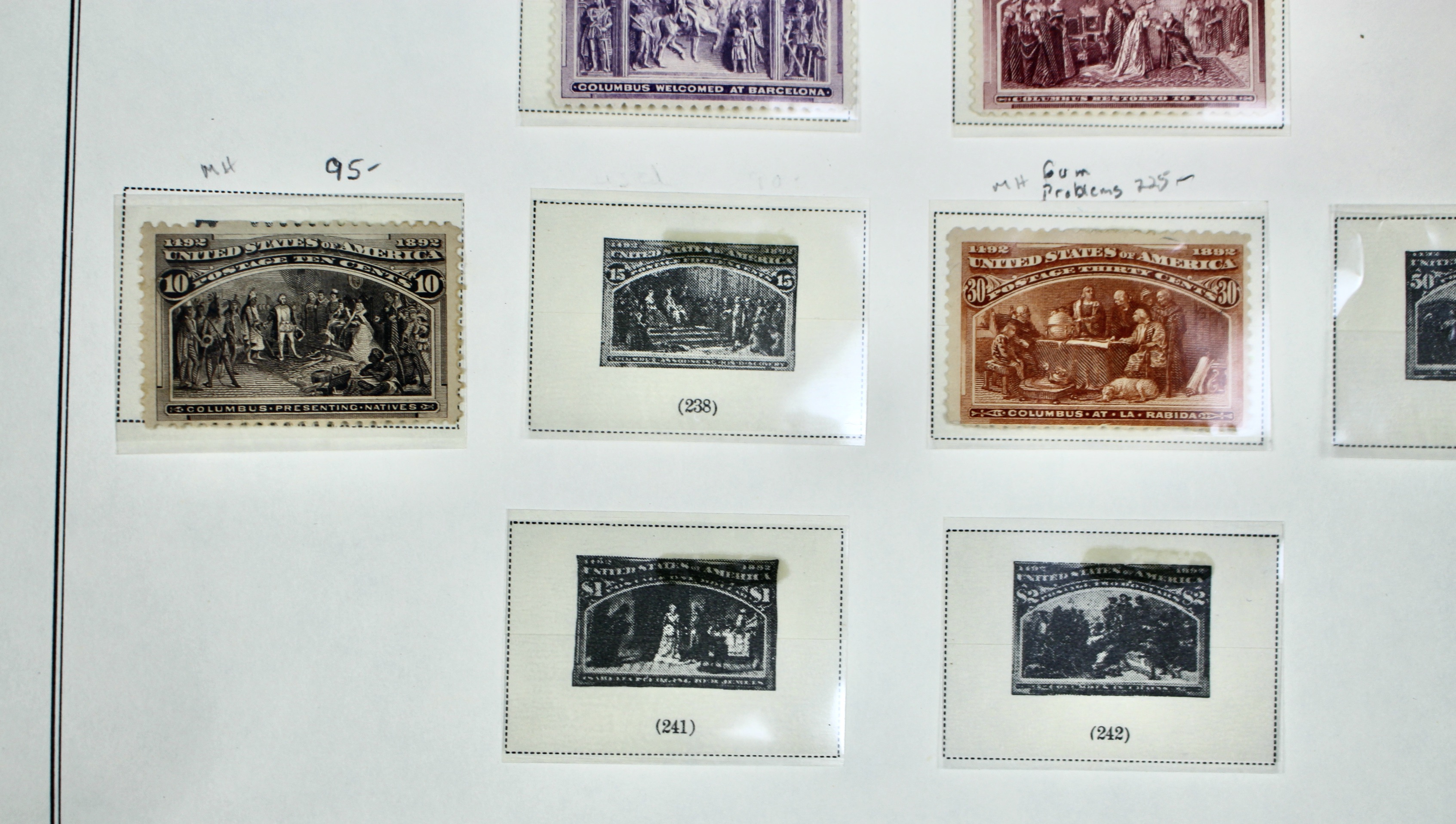 Eight Different Mint Condition 1893 Columbian Exposition Postage Stamps