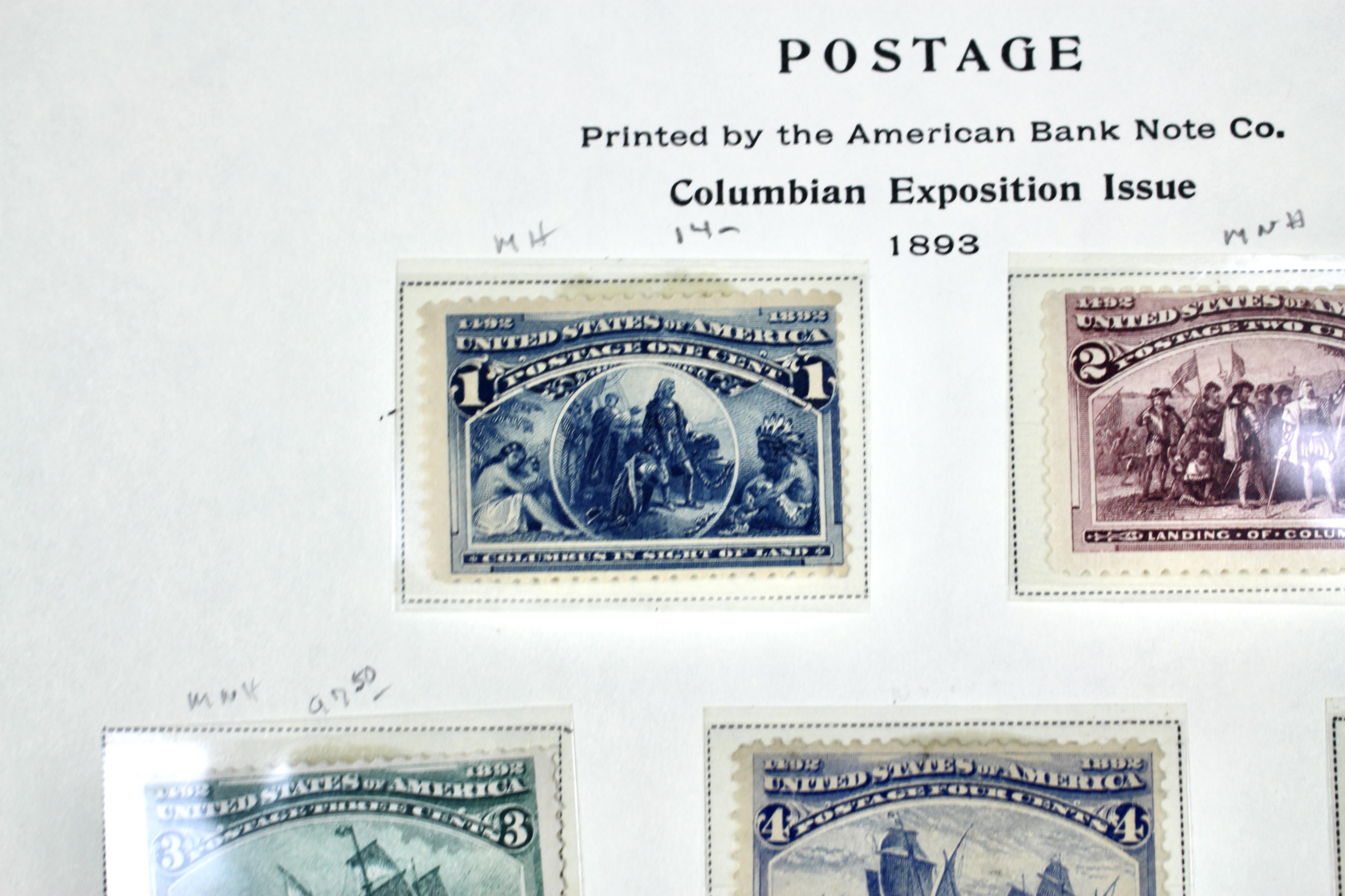 Eight Different Mint Condition 1893 Columbian Exposition Postage Stamps