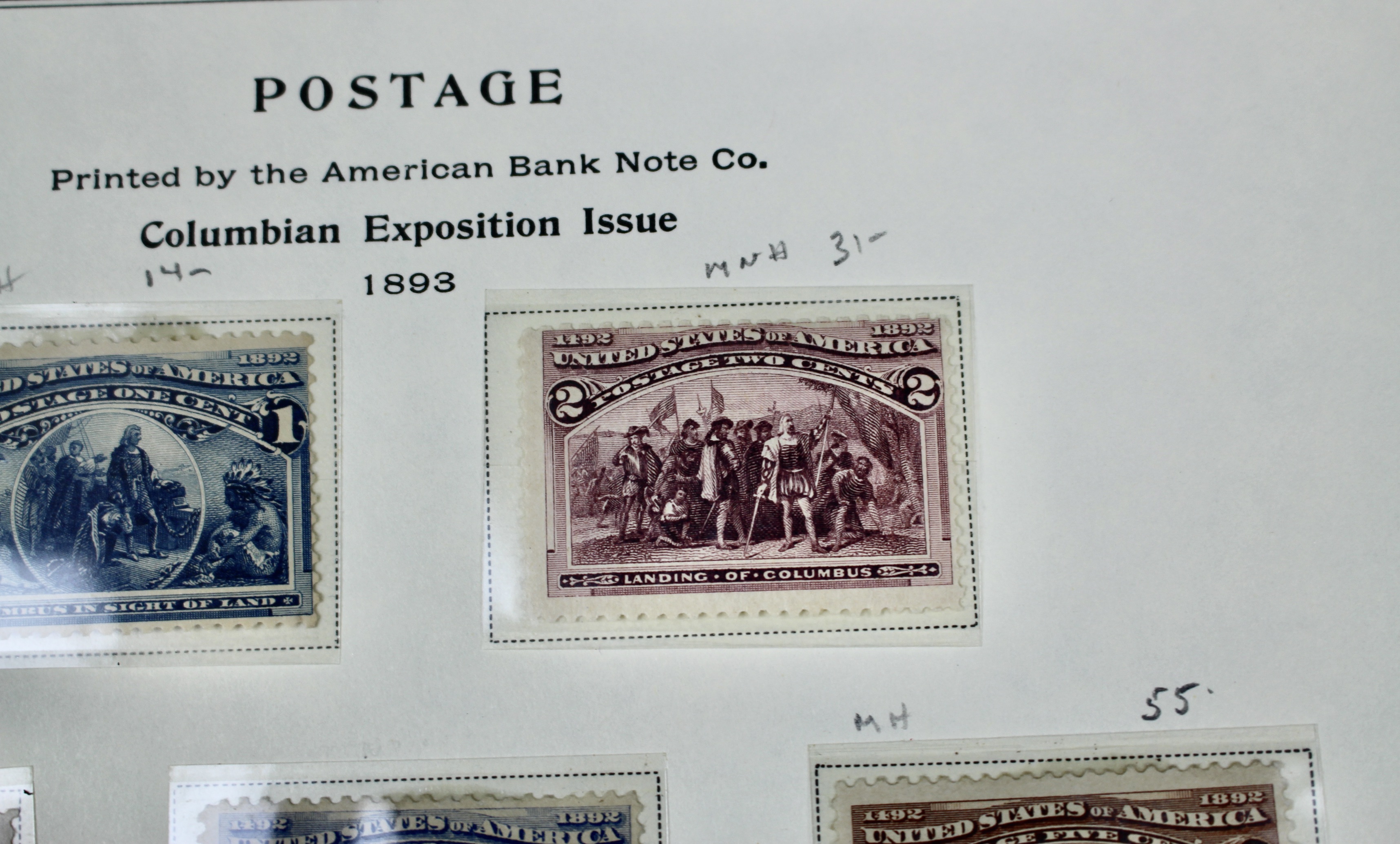 Eight Different Mint Condition 1893 Columbian Exposition Postage Stamps