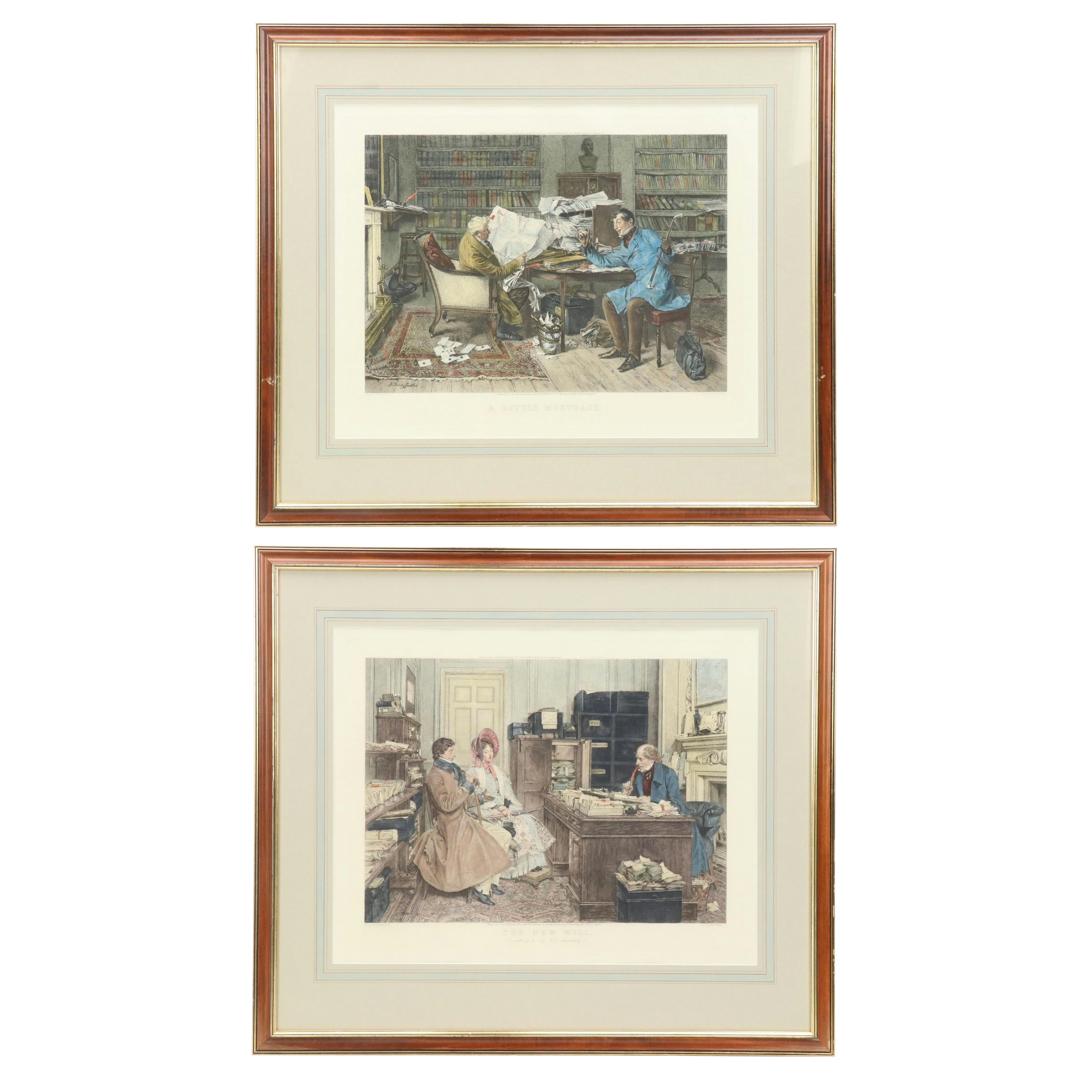 Engravings After Walter Dendy Sadler "The New Will" and "A Little Mortgage"
