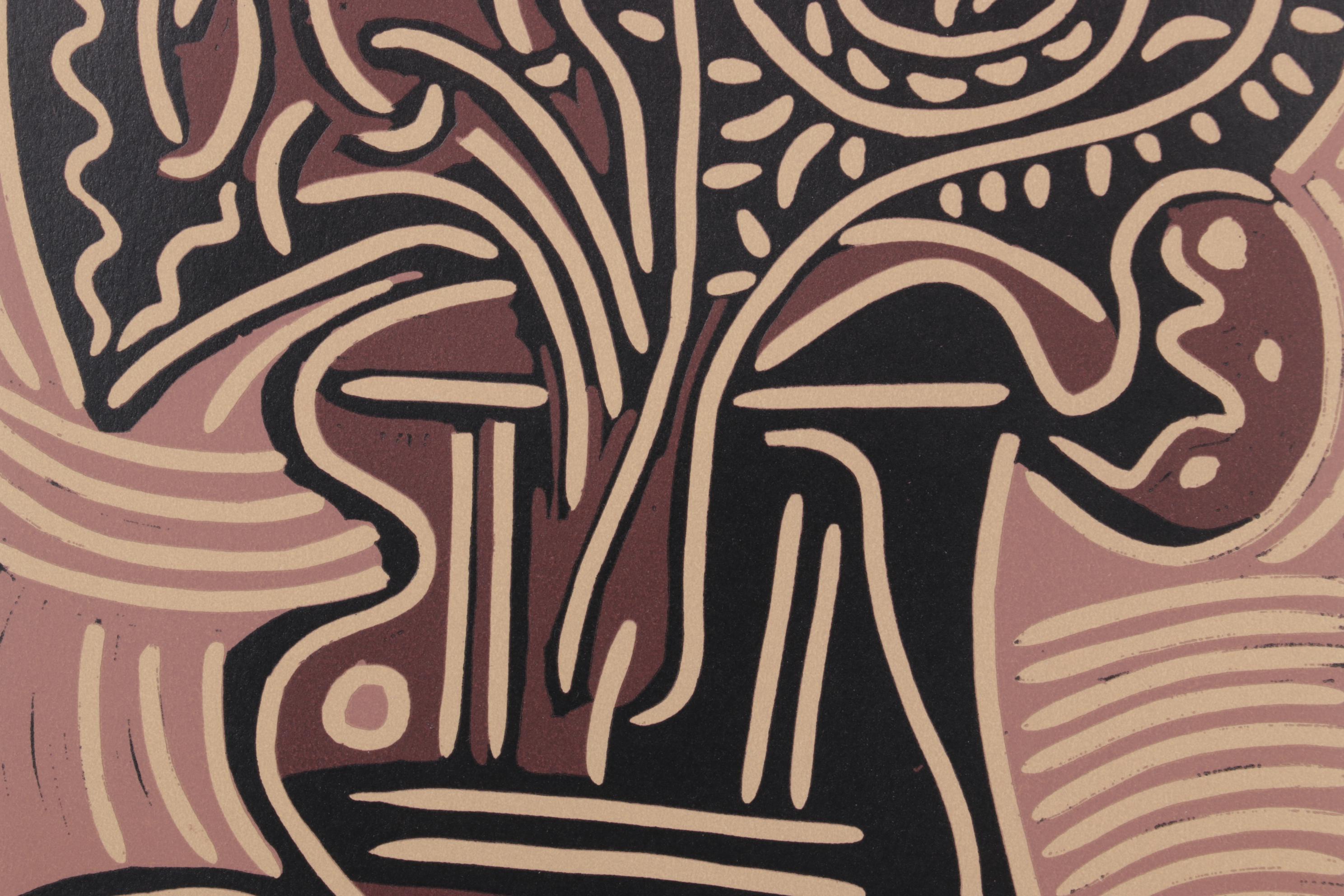Pablo Picasso Linoleum Cut "Flower Vase," 1962
