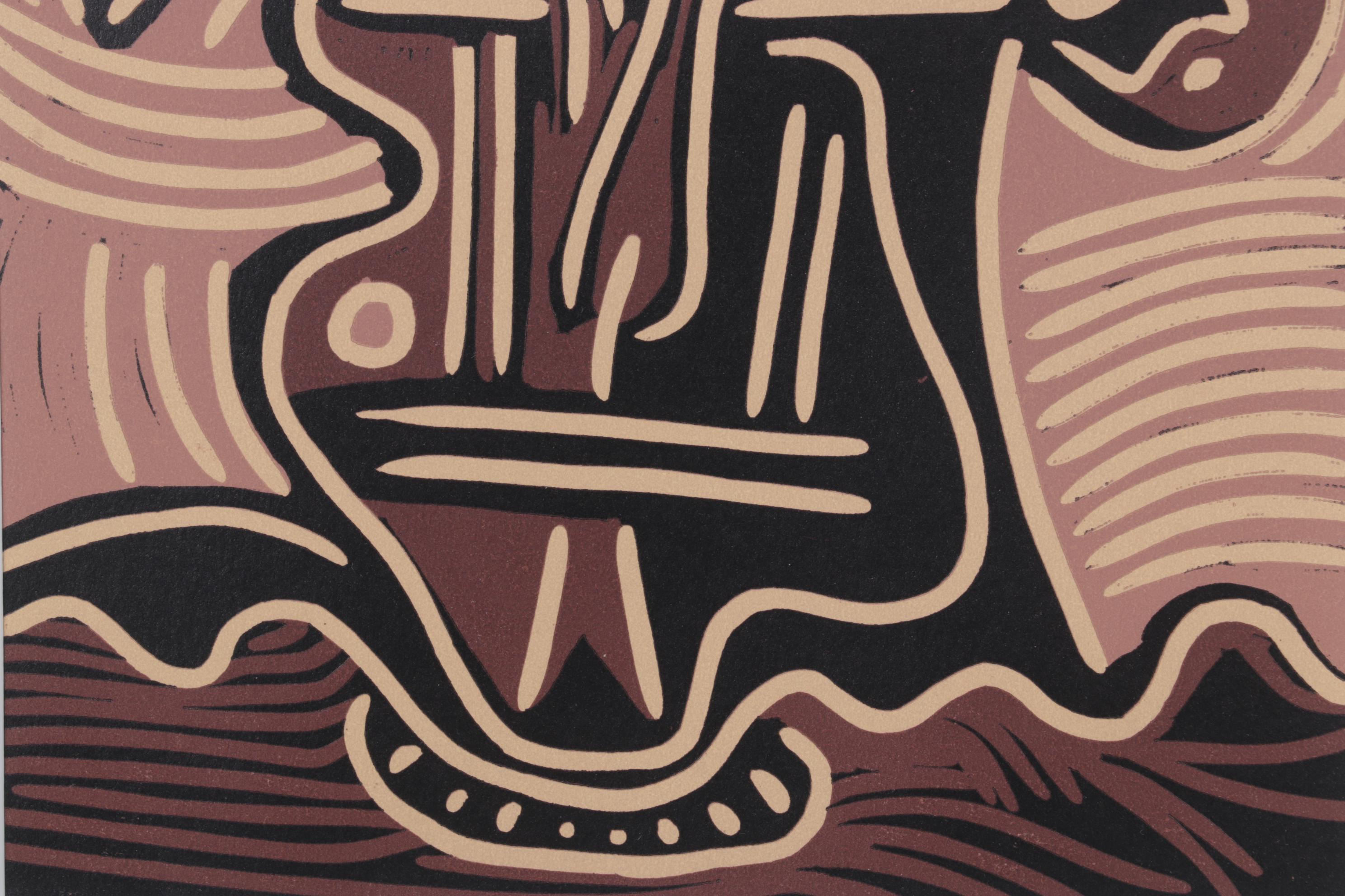 Pablo Picasso Linoleum Cut "Flower Vase," 1962