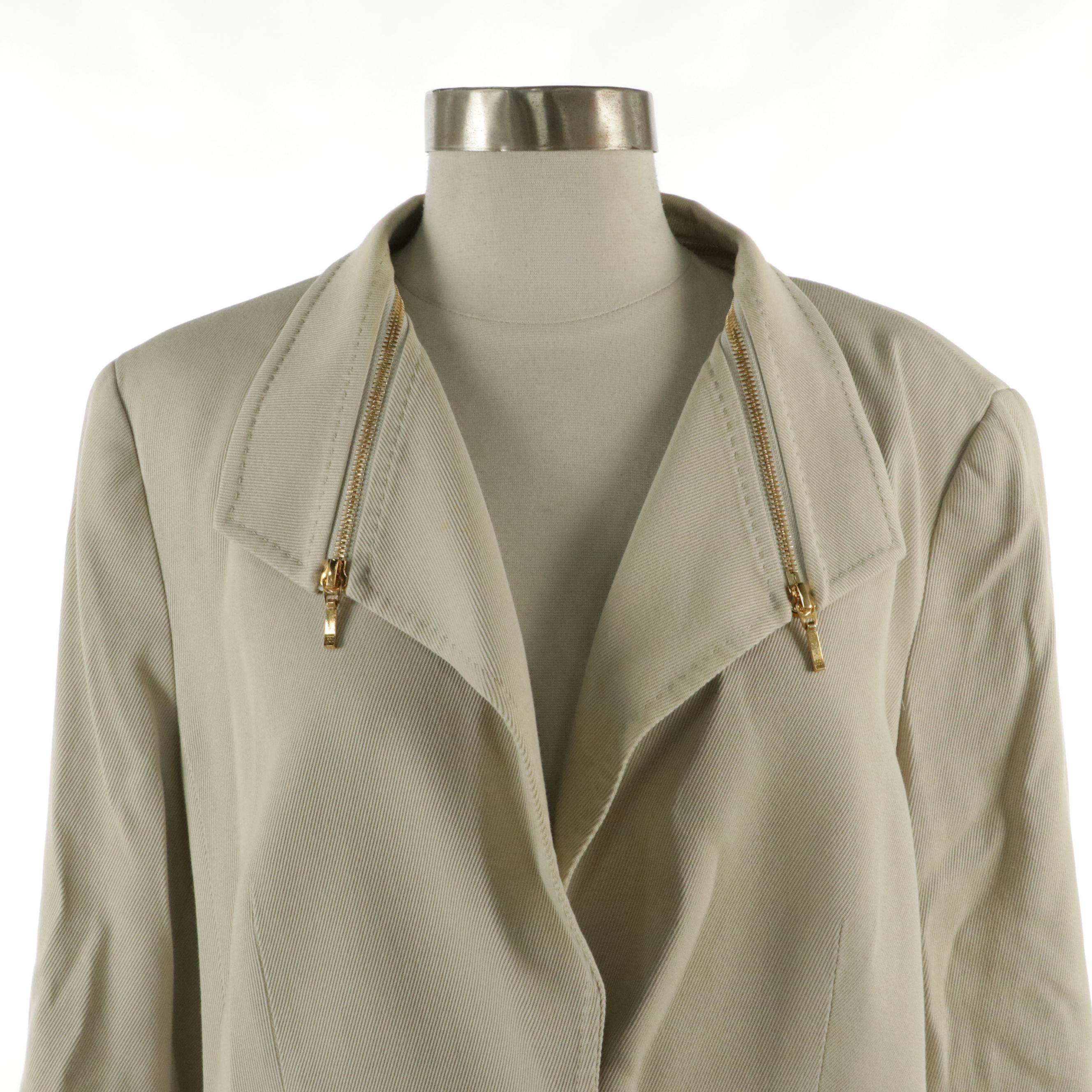 Escada Silk Satin Cami and Single-Button Jacket with Detachable Collar
