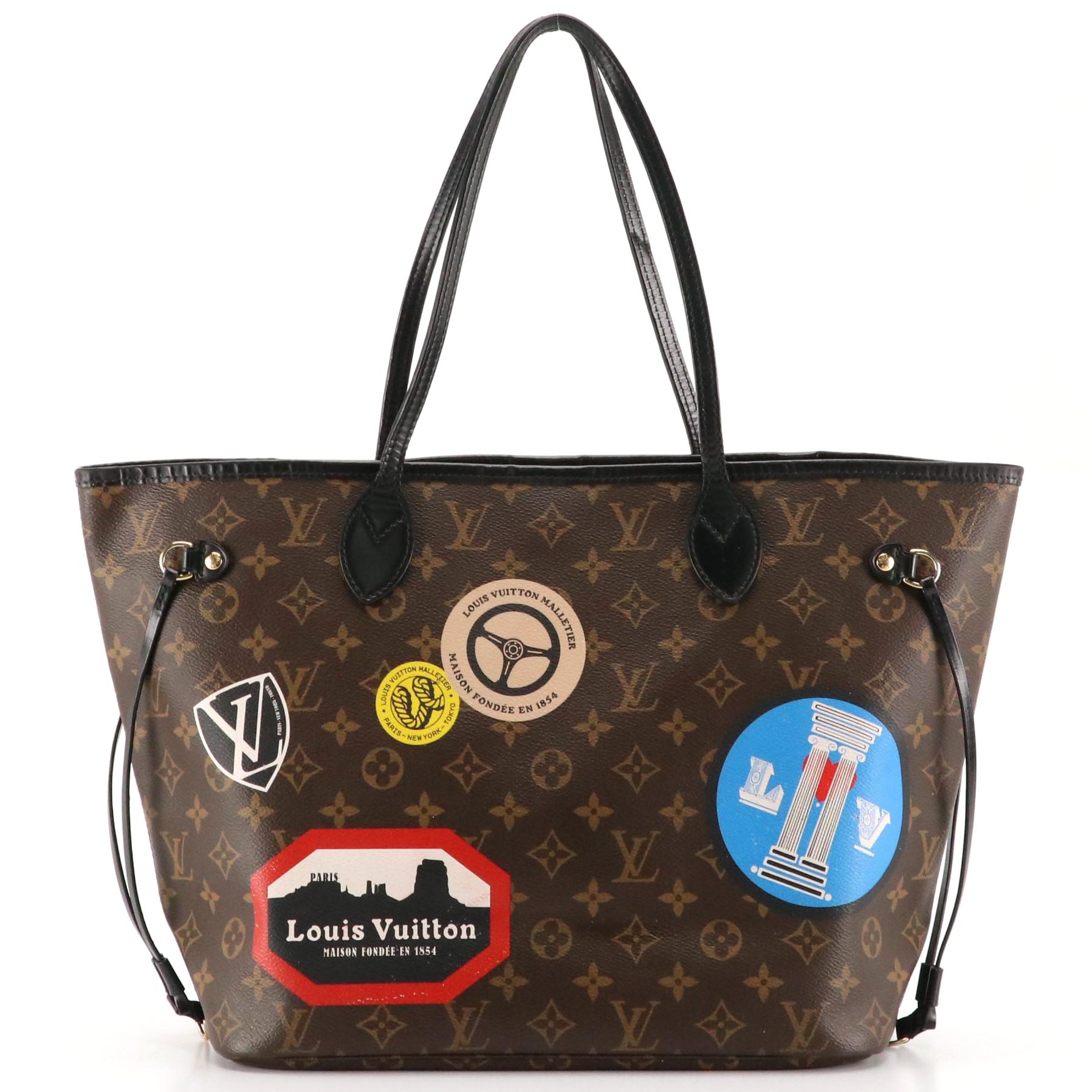 Louis Vuitton World Tour Neverfull MM in Monogram Canvas and Black Leather Trim