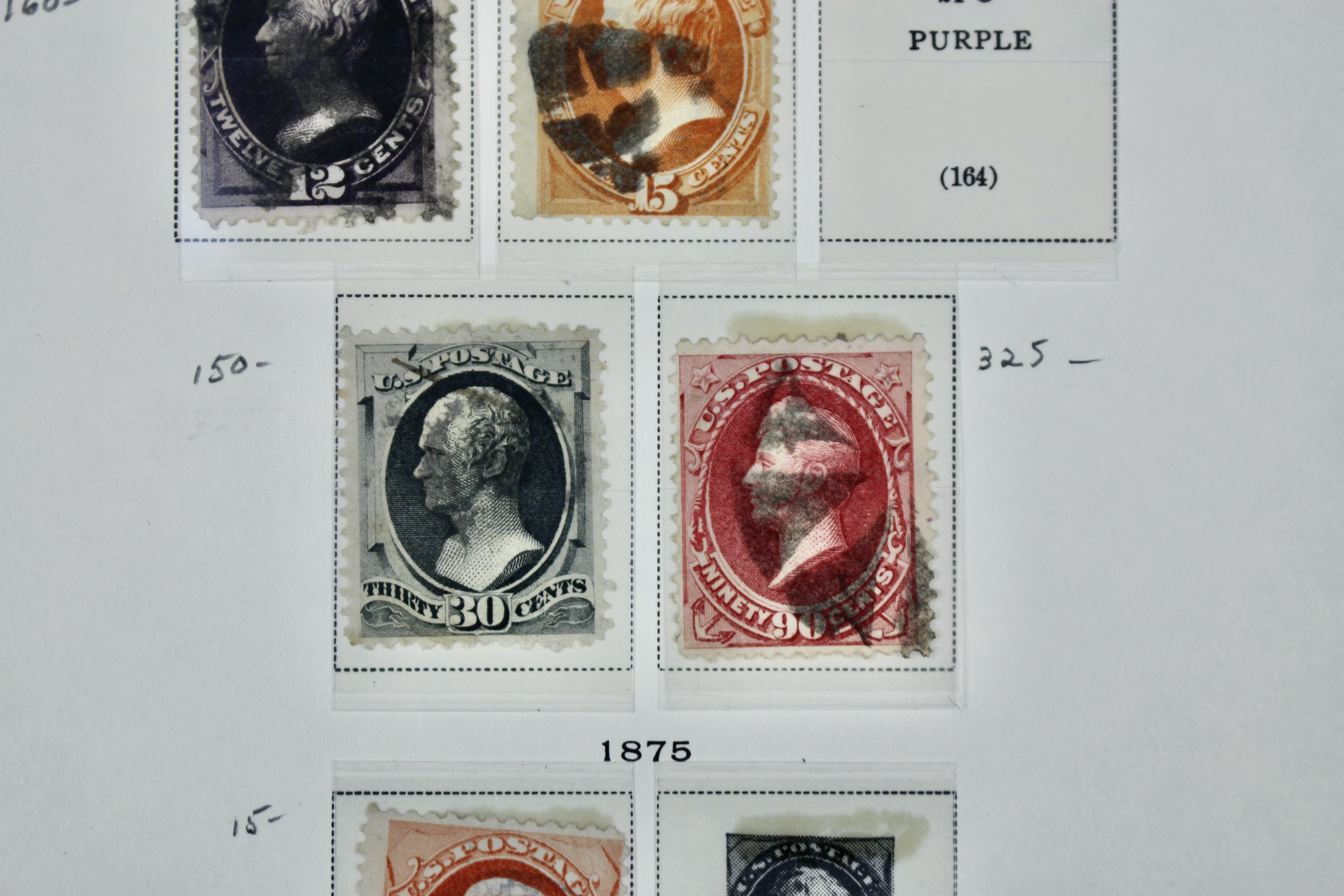 Eleven Early Used U.S. Postage Stamps, 1873 and 1875