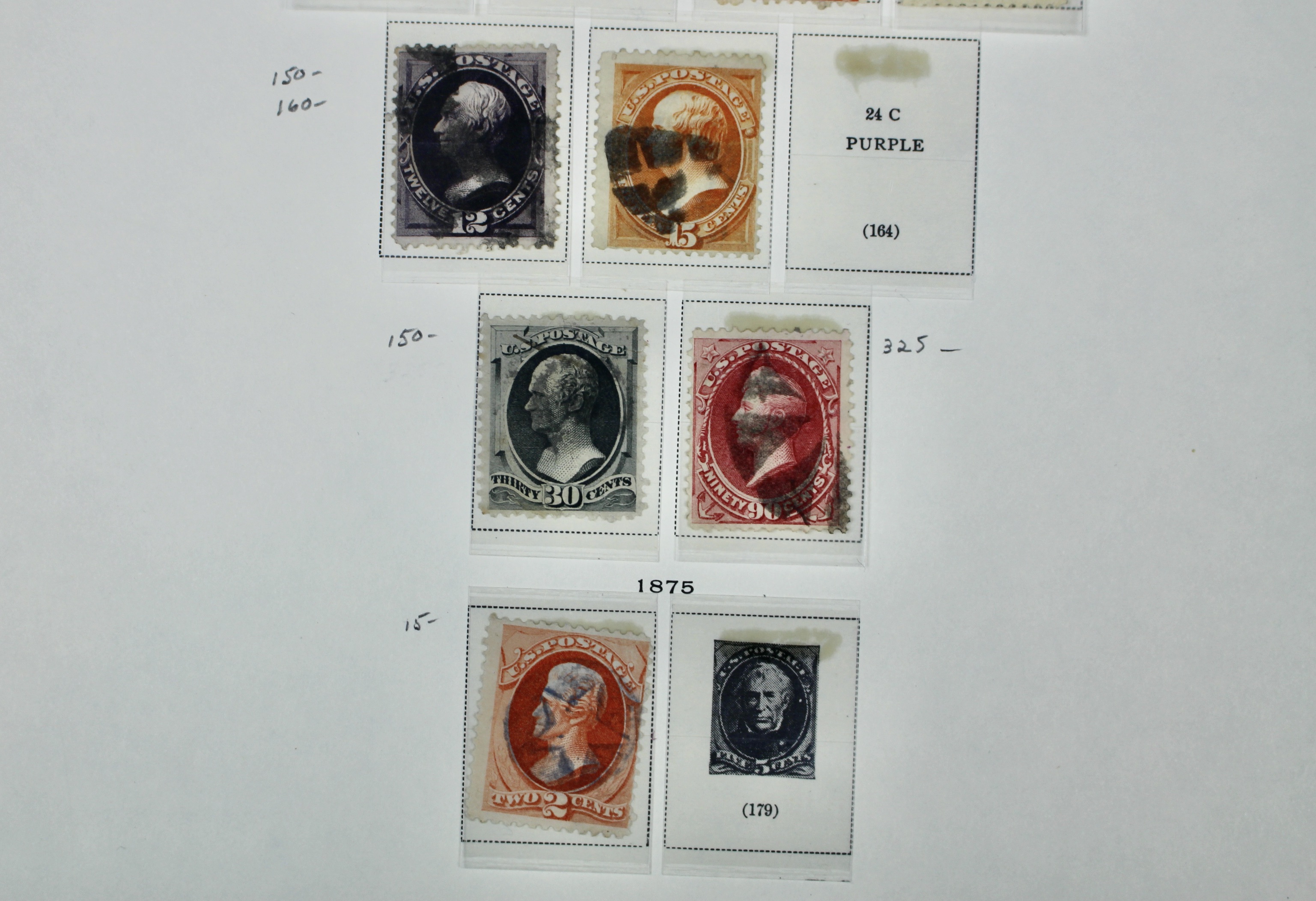 Eleven Early Used U.S. Postage Stamps, 1873 and 1875