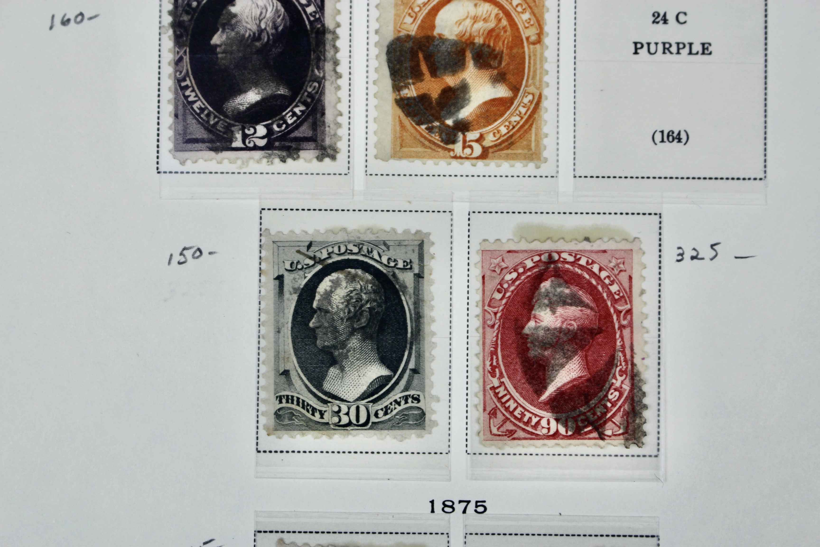 Eleven Early Used U.S. Postage Stamps, 1873 and 1875