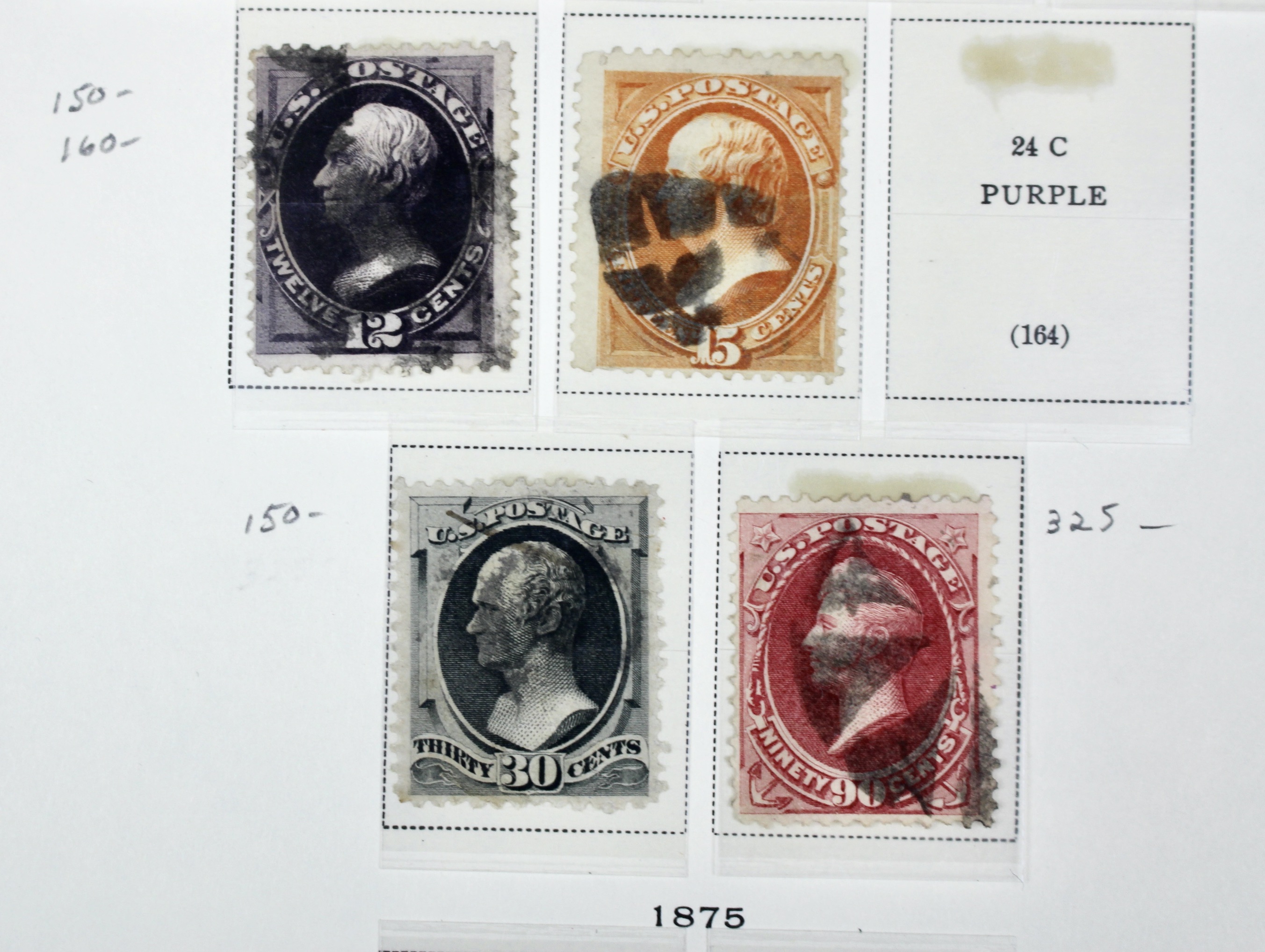 Eleven Early Used U.S. Postage Stamps, 1873 and 1875