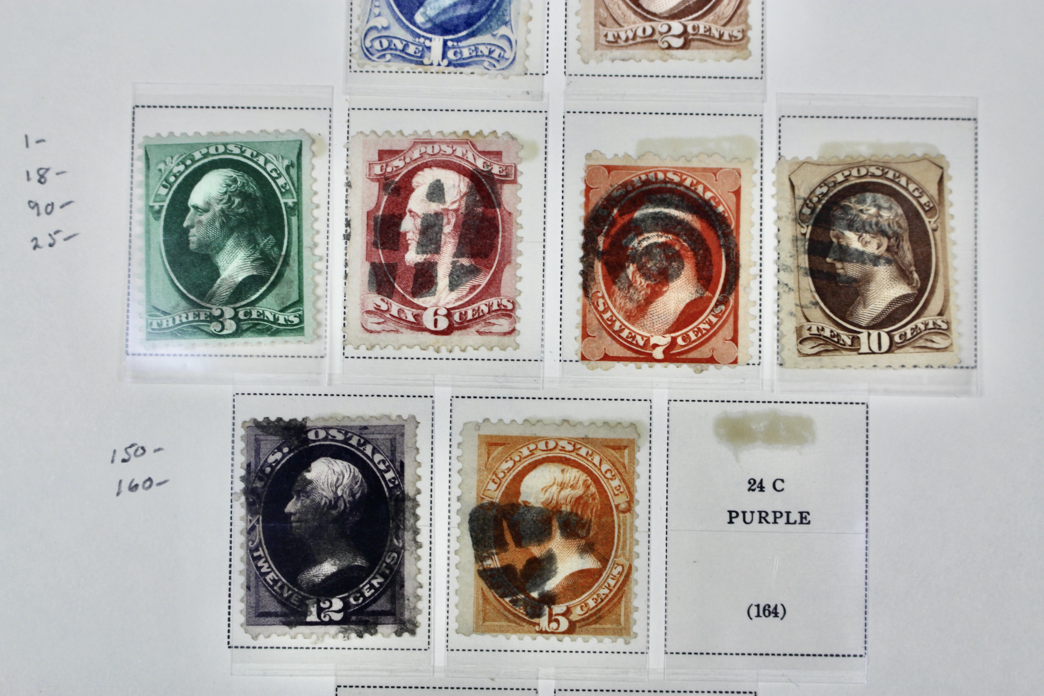 Eleven Early Used U.S. Postage Stamps, 1873 and 1875