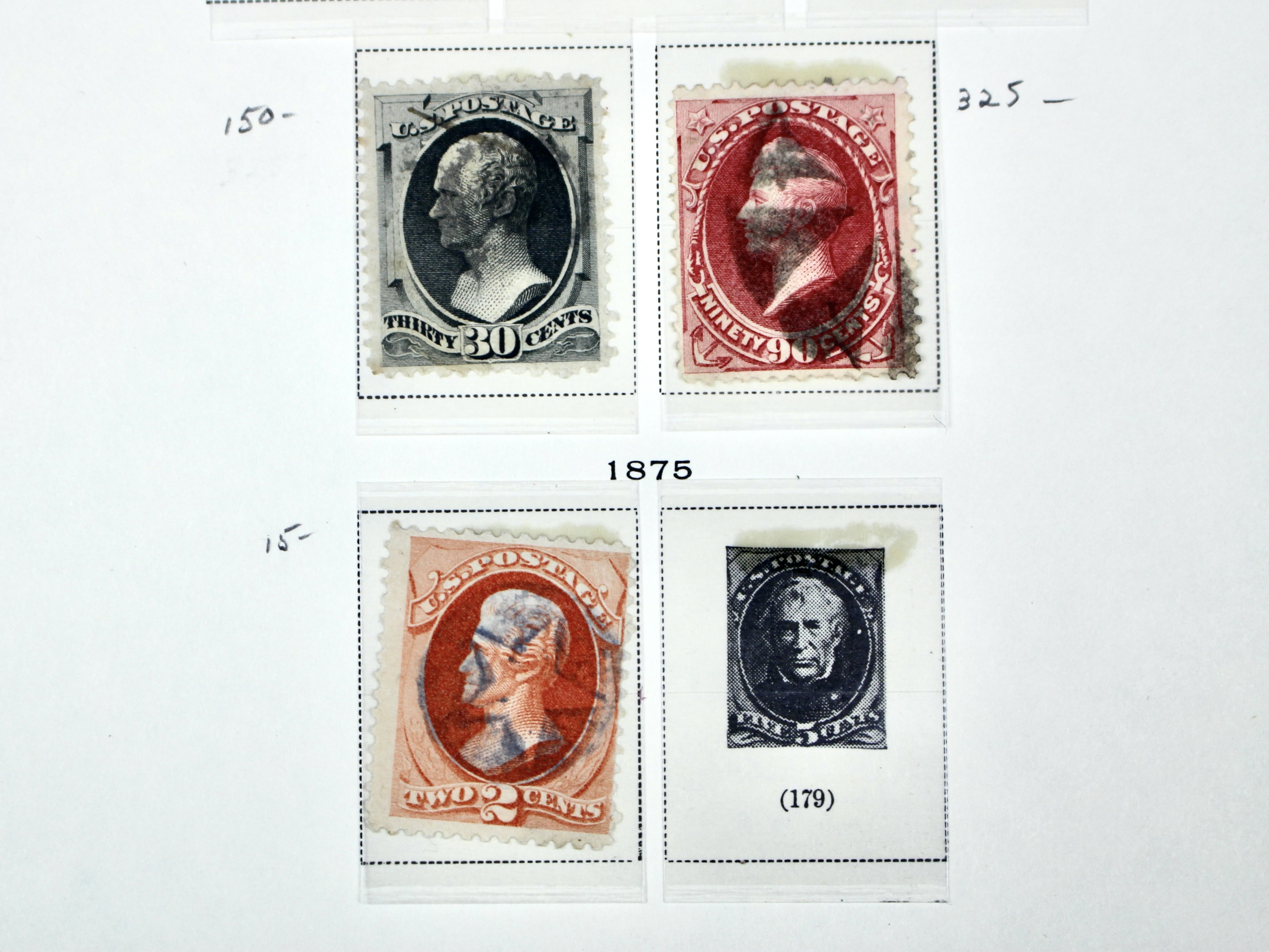 Eleven Early Used U.S. Postage Stamps, 1873 and 1875