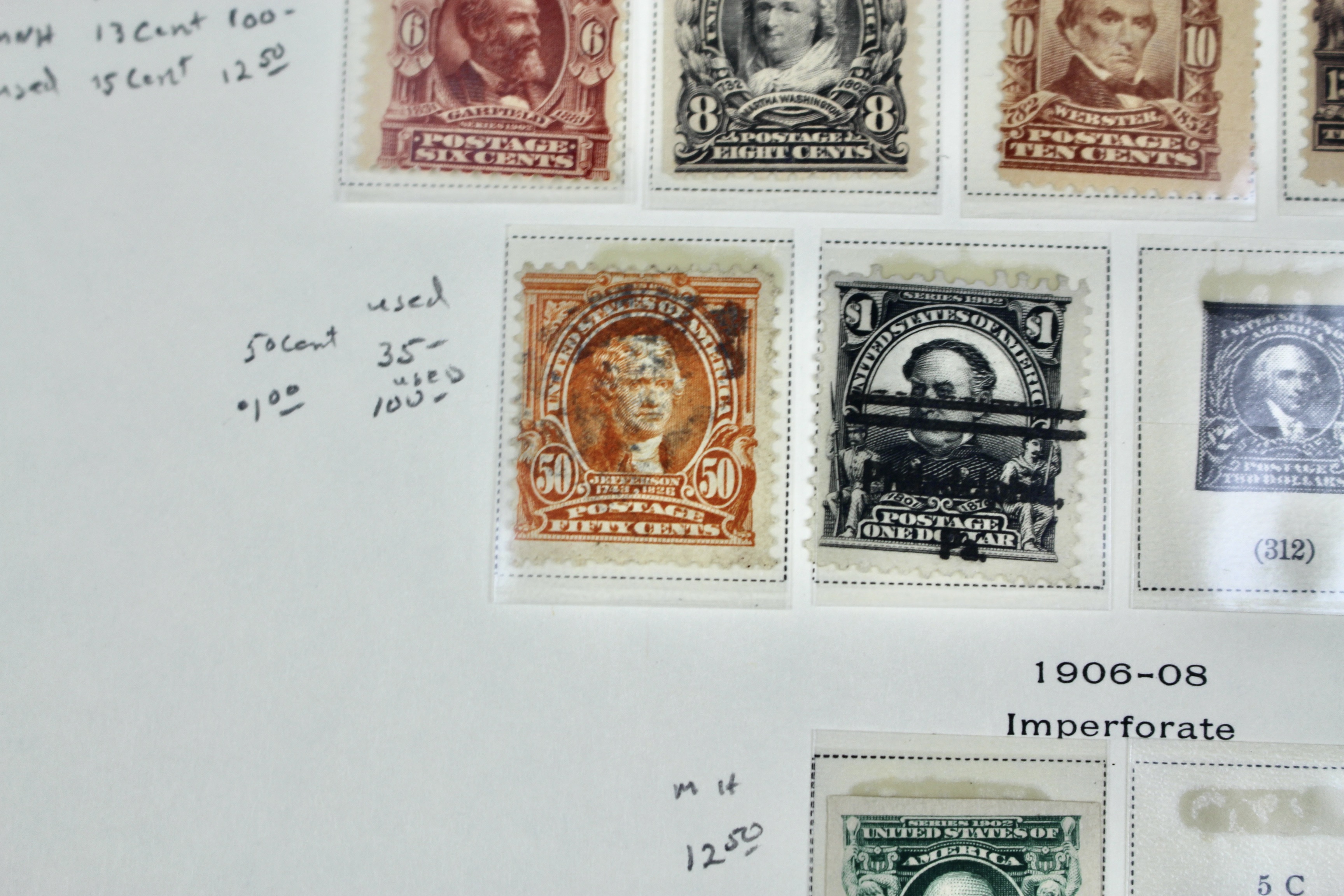 Seventeen Mint and Used U.S. Postage Stamps, 1902 to 1906