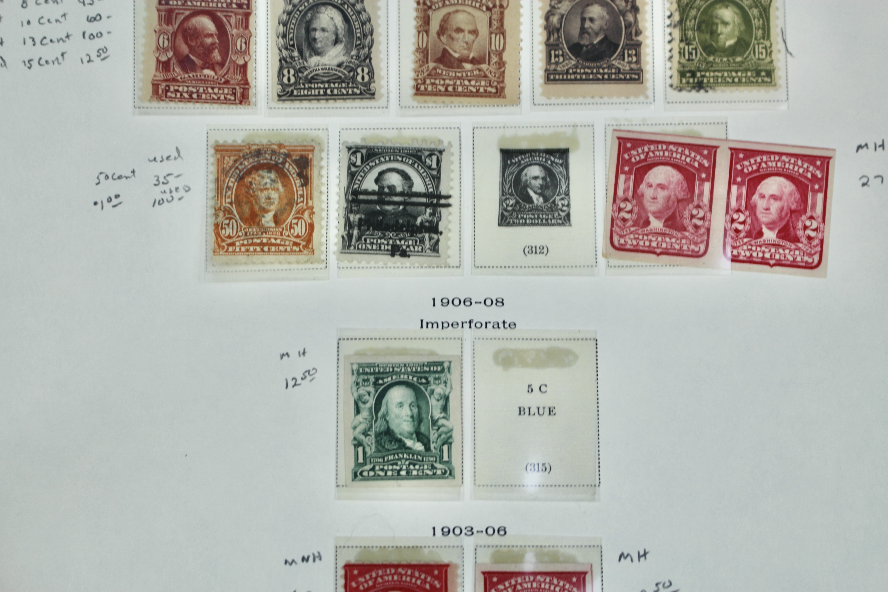 Seventeen Mint and Used U.S. Postage Stamps, 1902 to 1906