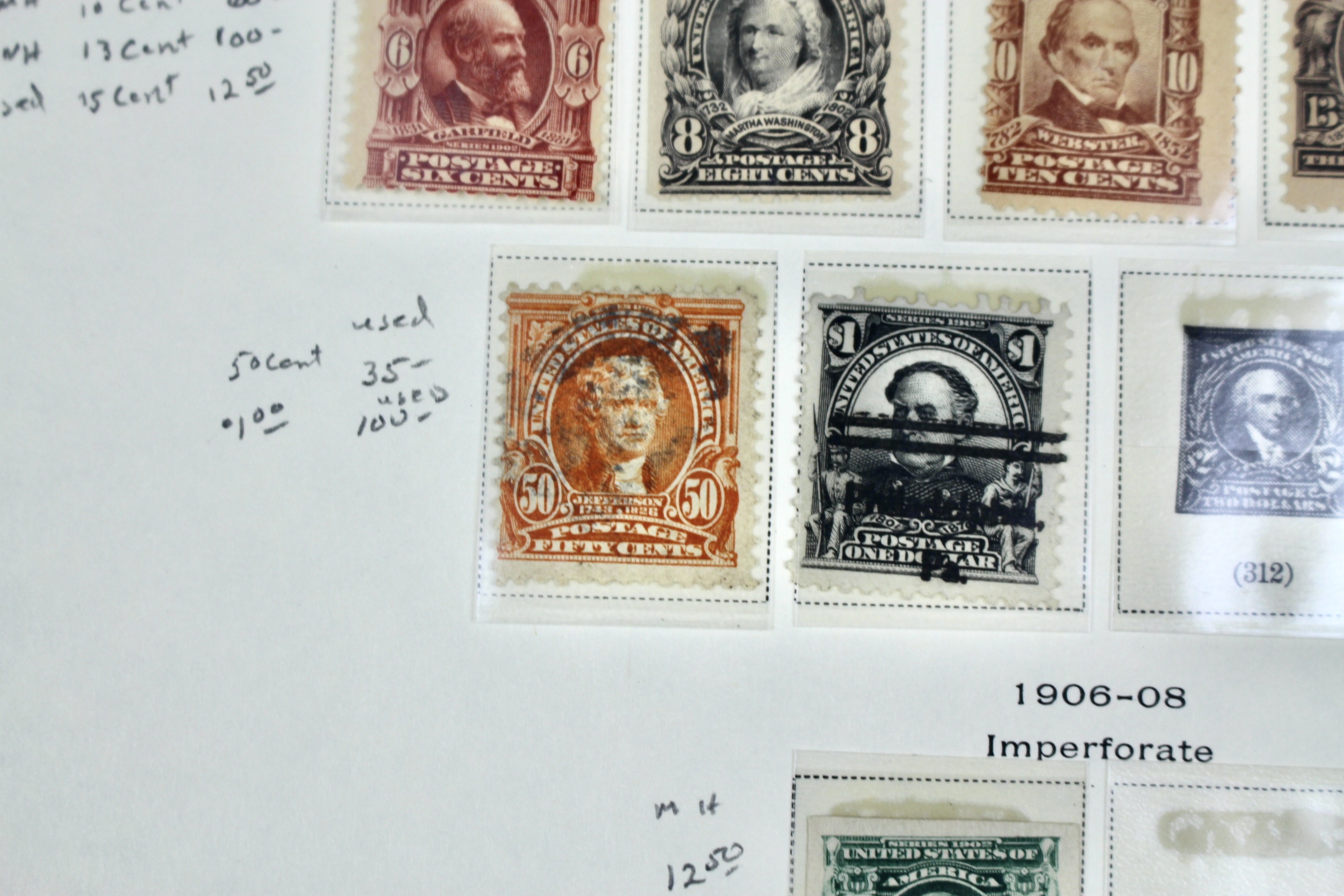 Seventeen Mint and Used U.S. Postage Stamps, 1902 to 1906