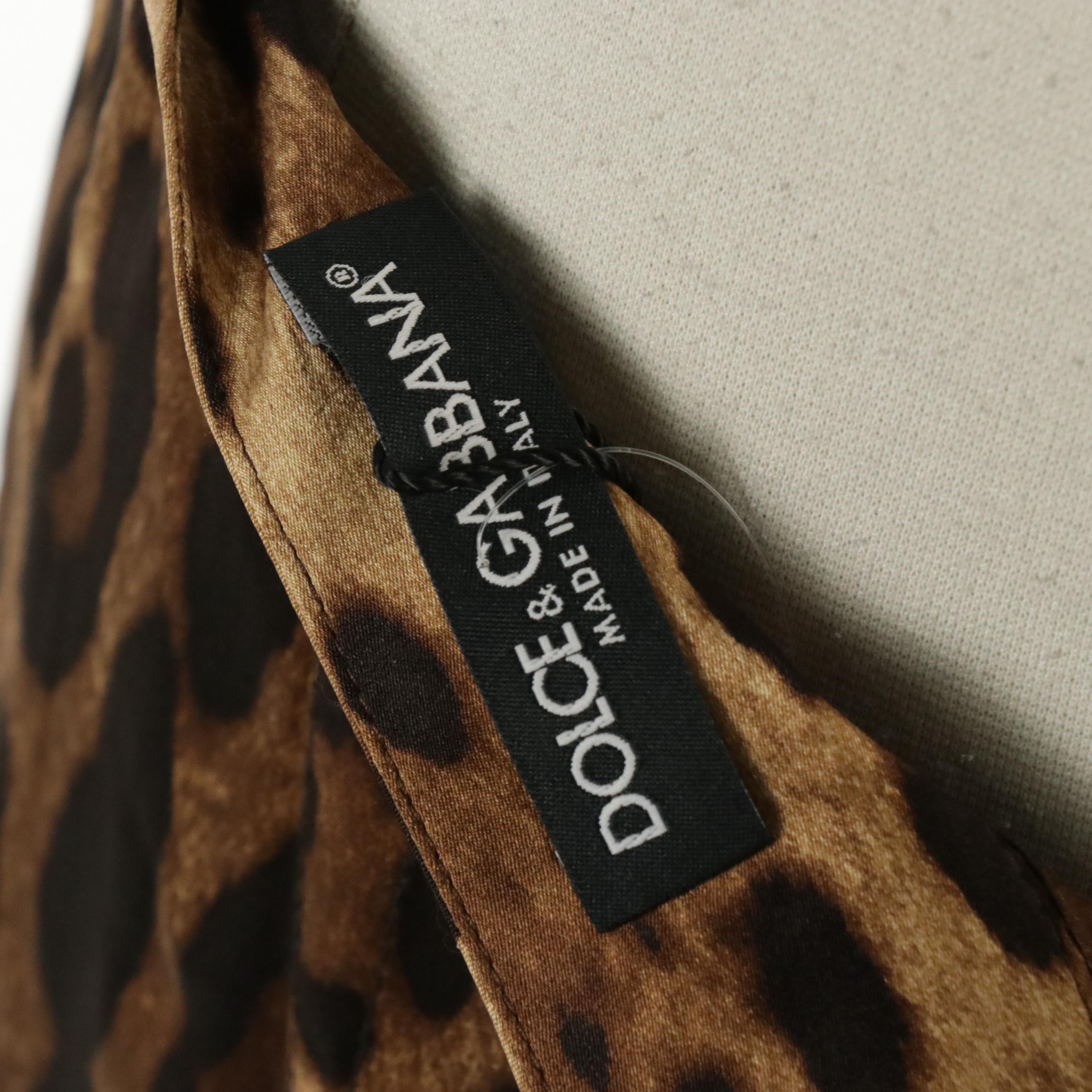 Dolce & Gabbana Leopard Print Silk Blend Skirt with Tags
