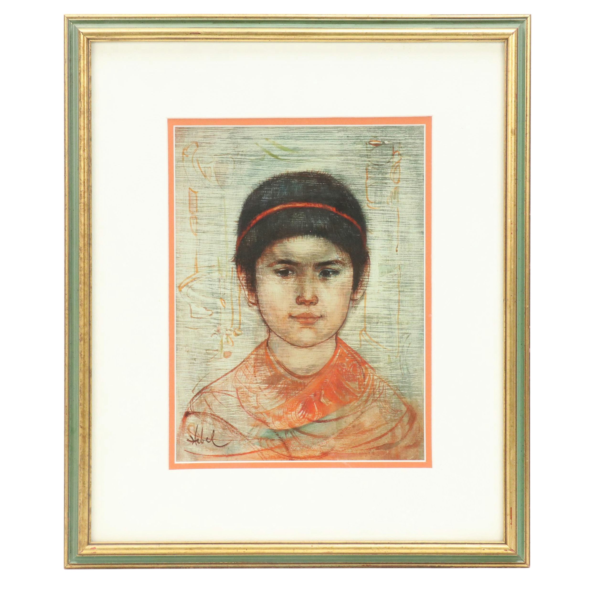 Portrait Offset Lithograph After Edna Hibel "Mayan Boy," 21st Century