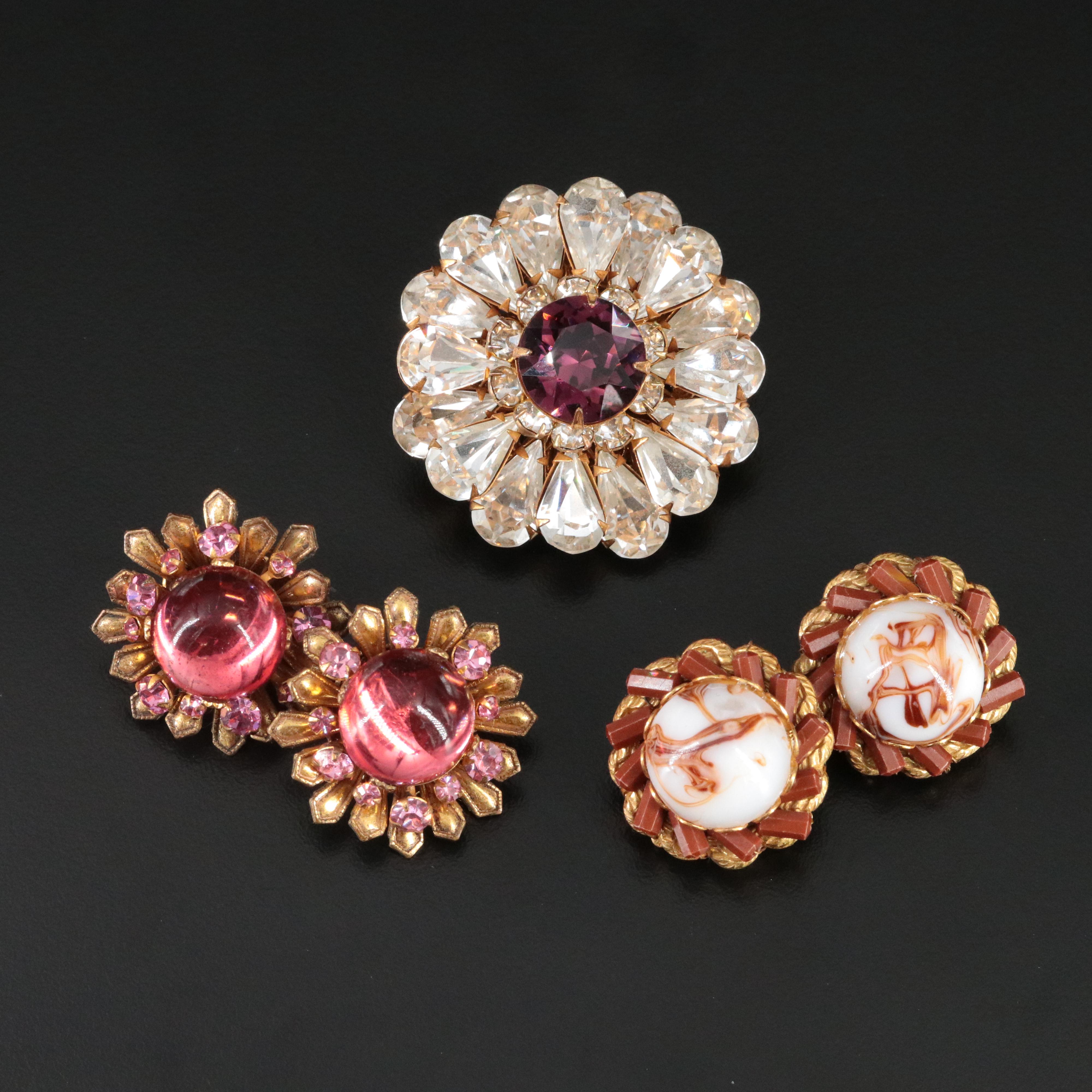 Vintage Miriam Haskell Earrings and Brooch