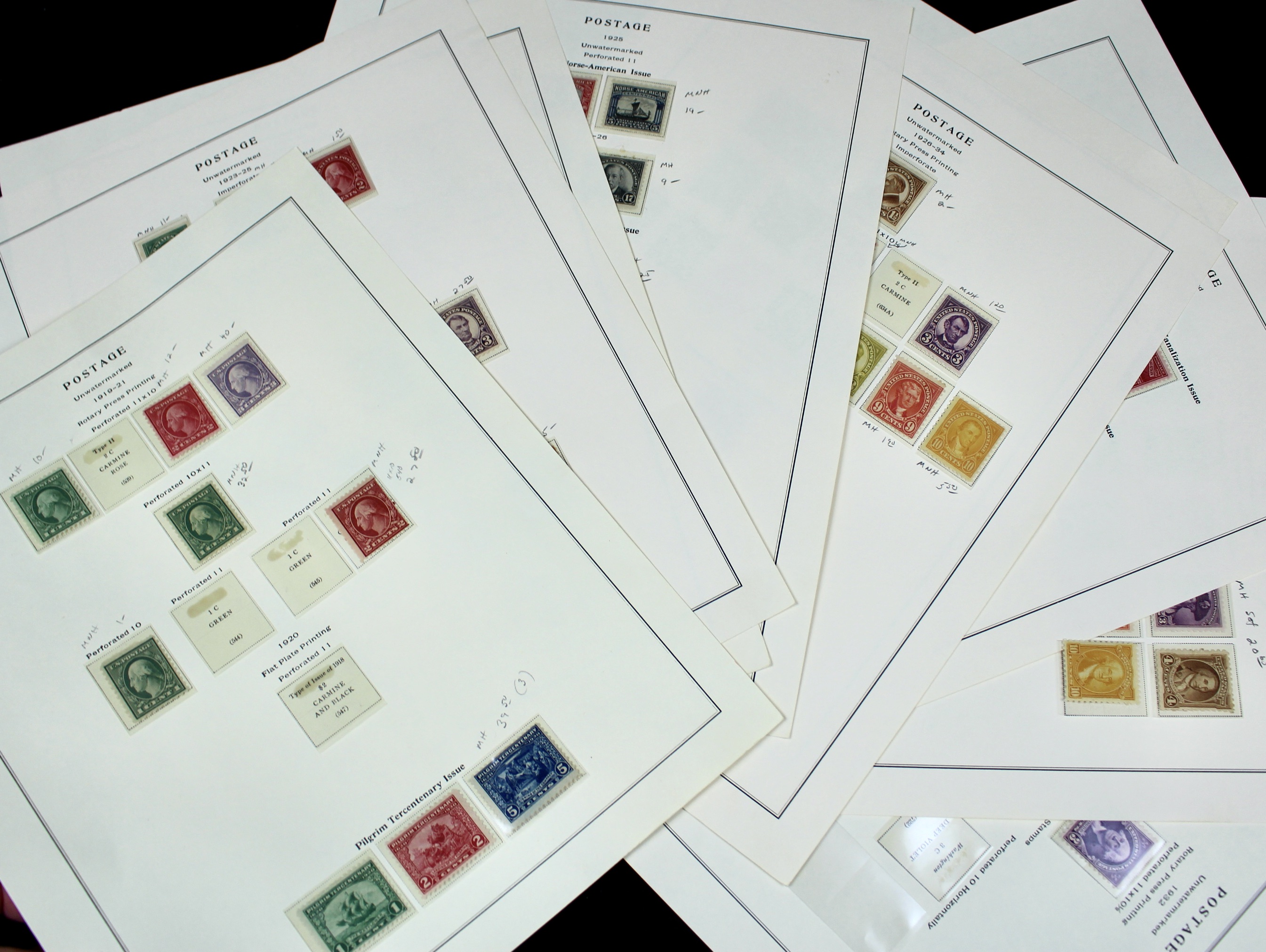Mint Condition U.S. Postage Stamp Collection, 1919 to 1932