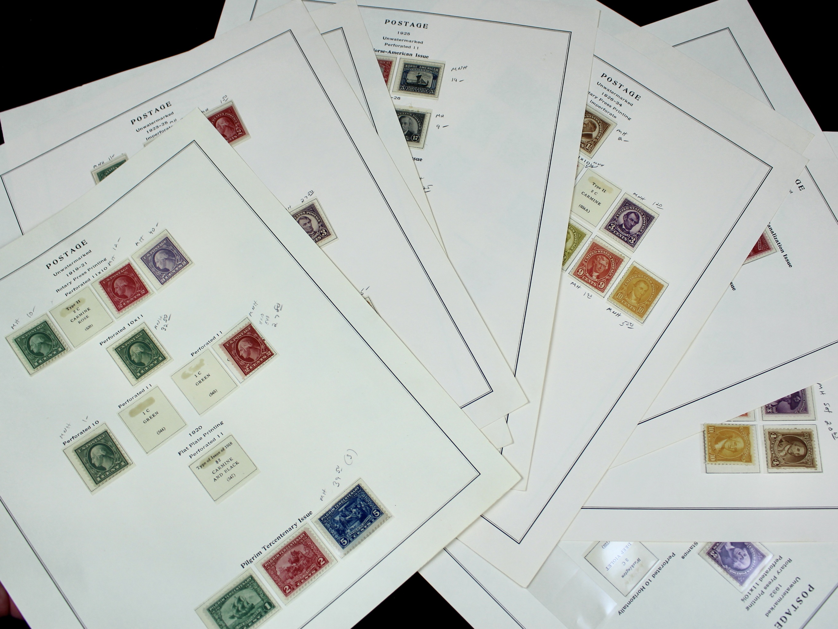 Mint Condition U.S. Postage Stamp Collection, 1919 to 1932