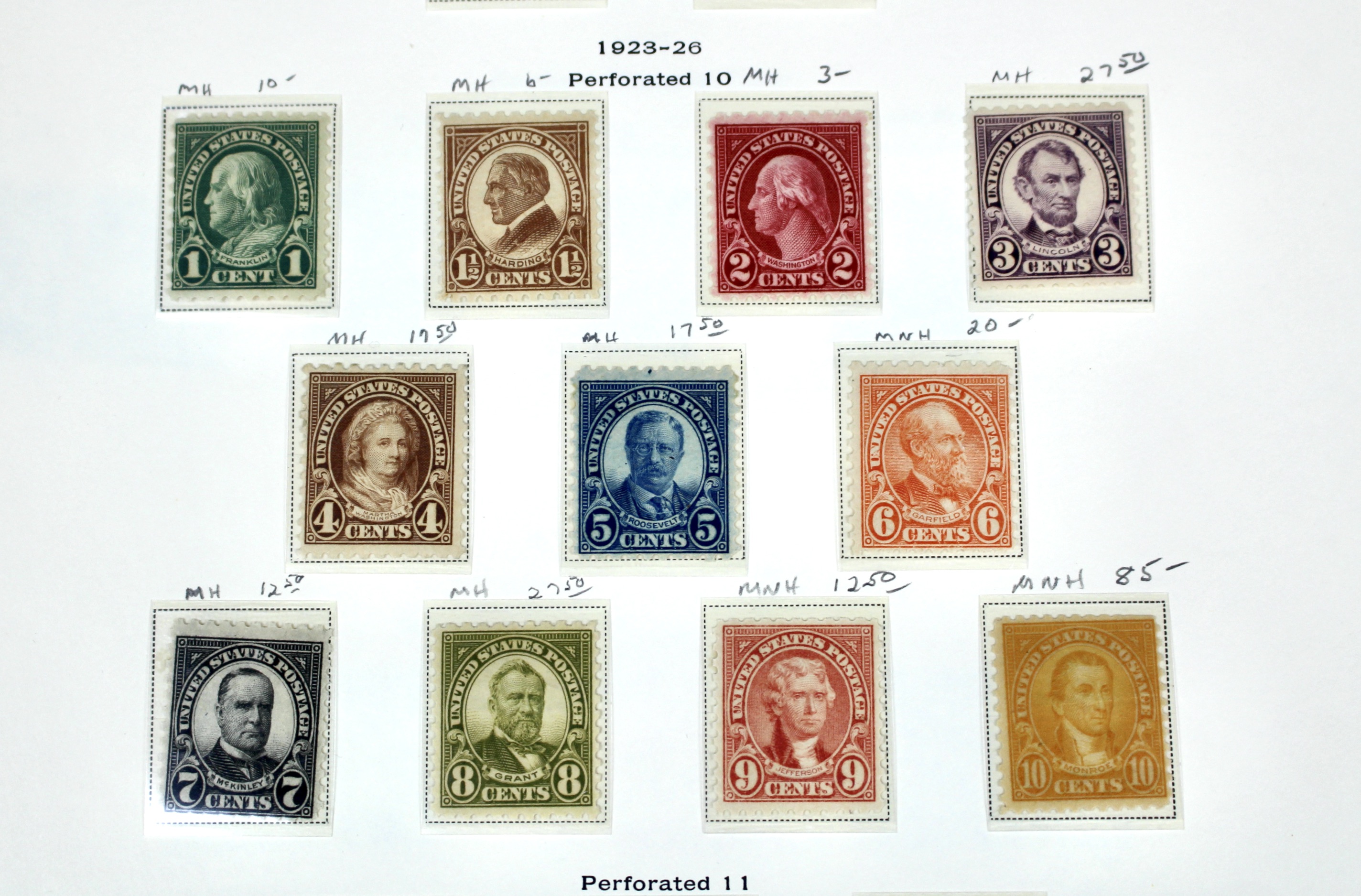 Mint Condition U.S. Postage Stamp Collection, 1919 to 1932