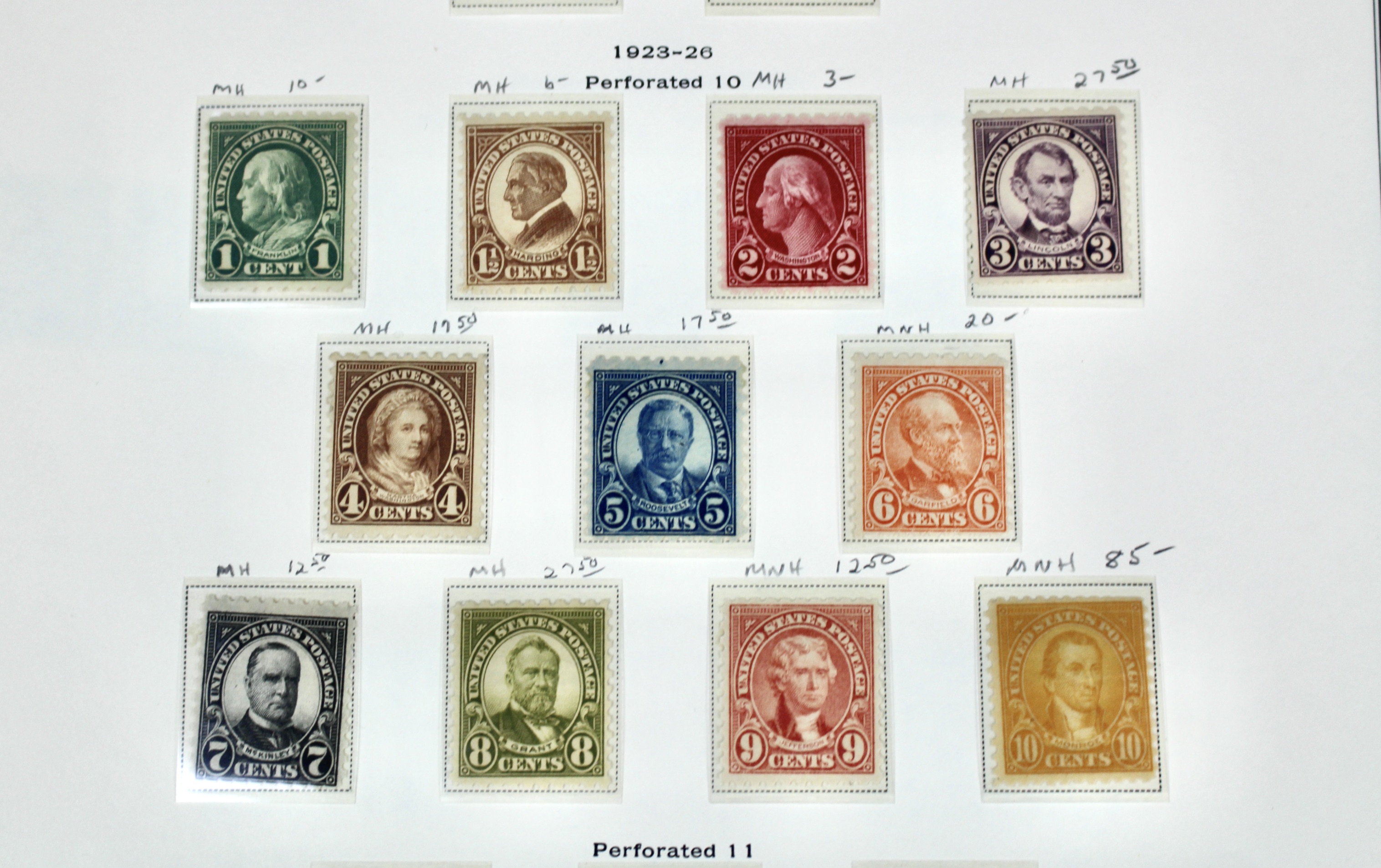Mint Condition U.S. Postage Stamp Collection, 1919 to 1932