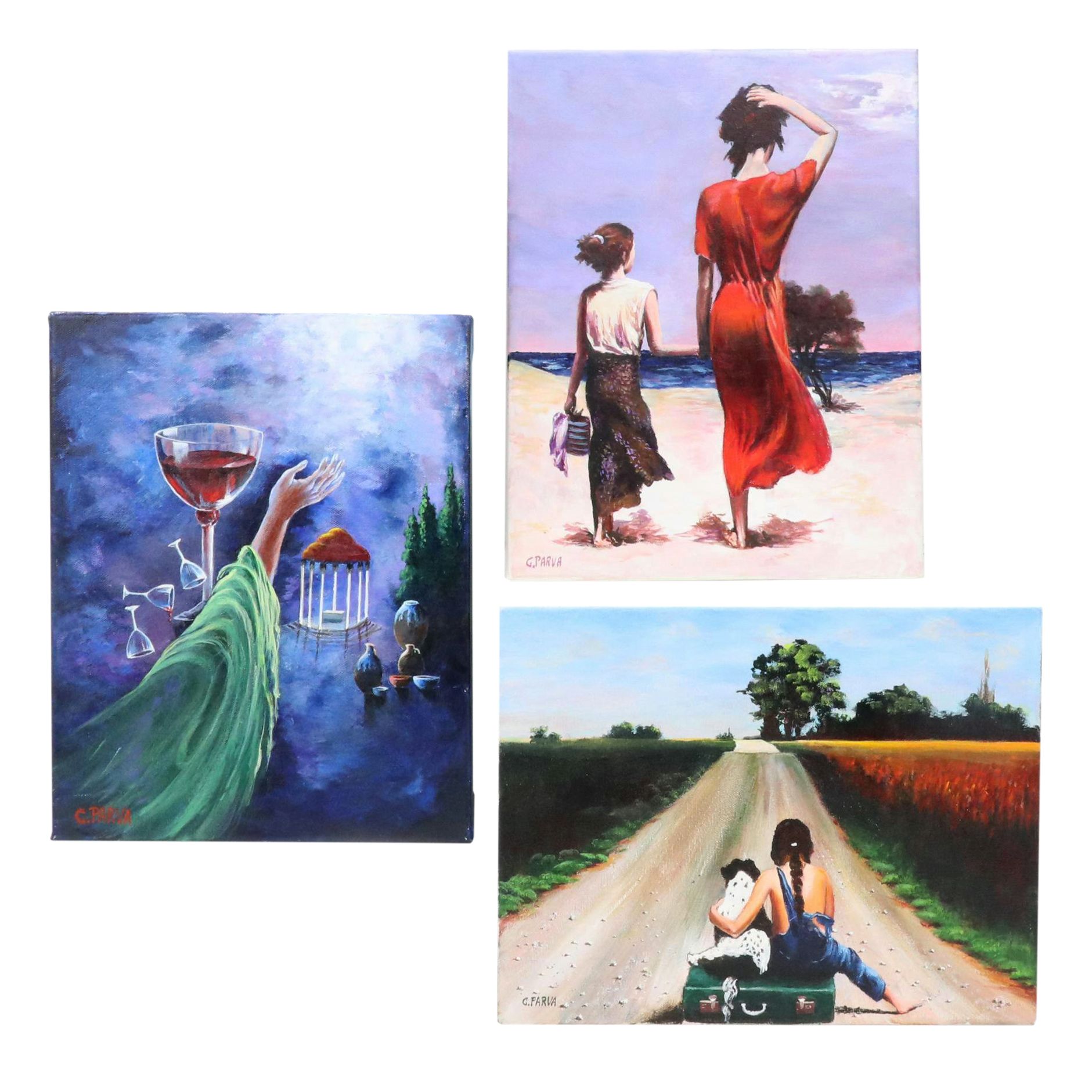 G. Parva Figurative Acrylic Paintings, 21st Century