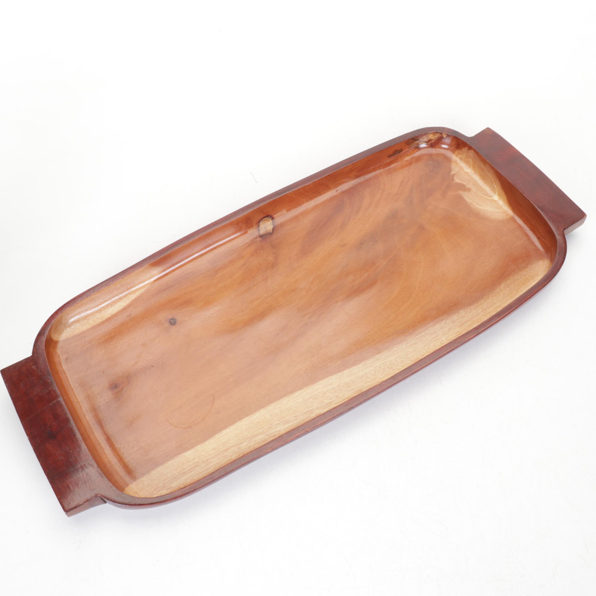 Tropical Hardwood  Two-Handled Tray with Wood Salt and Pepper and More