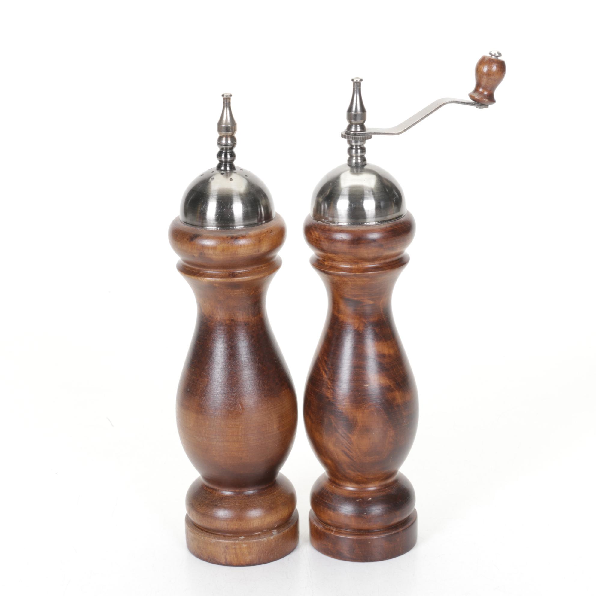 Tropical Hardwood  Two-Handled Tray with Wood Salt and Pepper and More